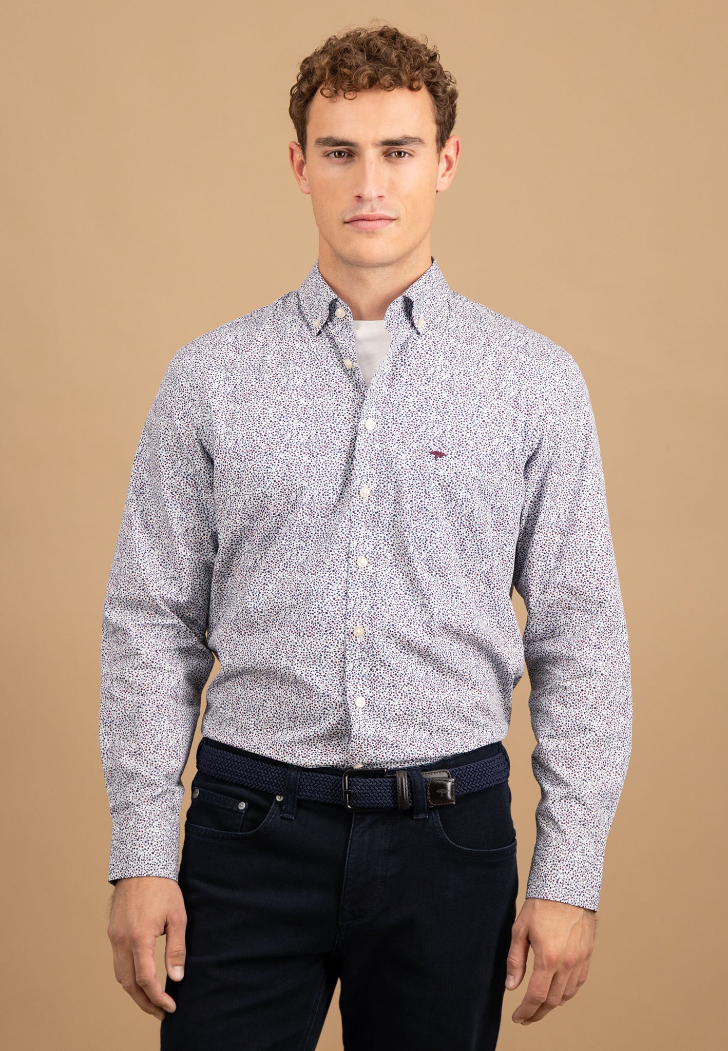 Hemd aus Baumwolle mit Micro-Print und Button-Down-Kragen - Image 5