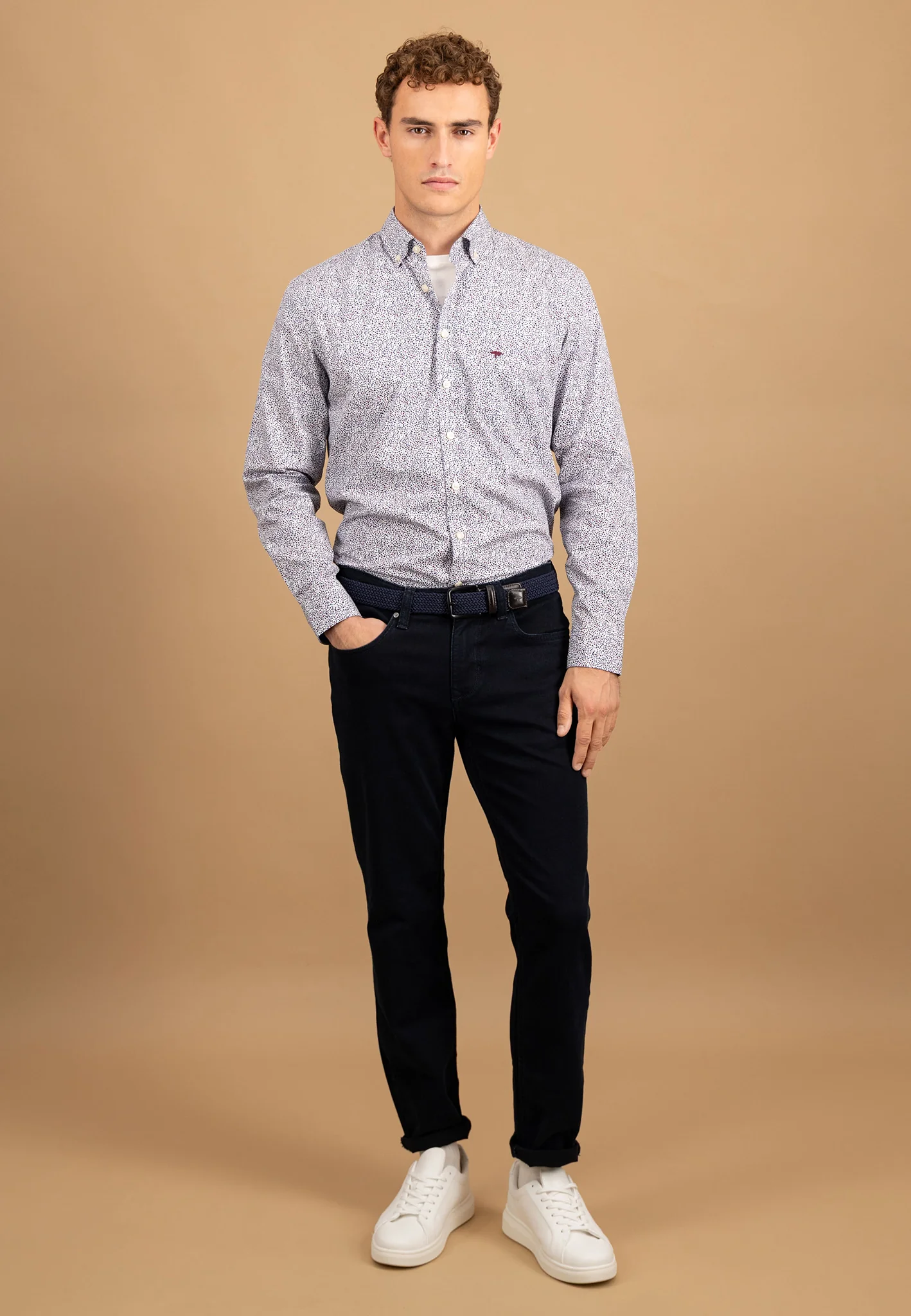 Hemd aus Baumwolle mit Micro-Print und Button-Down-Kragen - Image 6