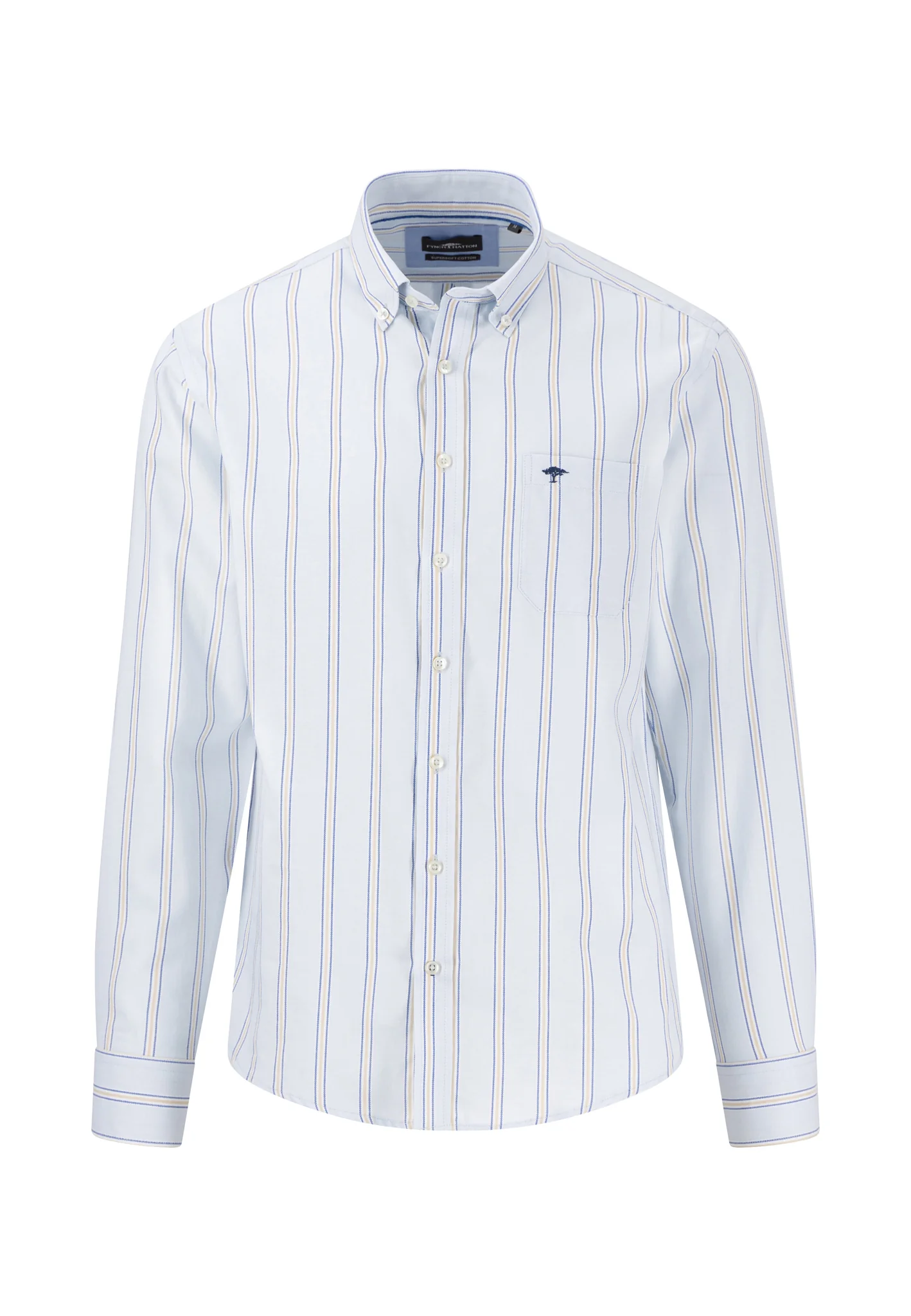 Hemd aus Baumwolle mit Button-Down Kragen und Streifen