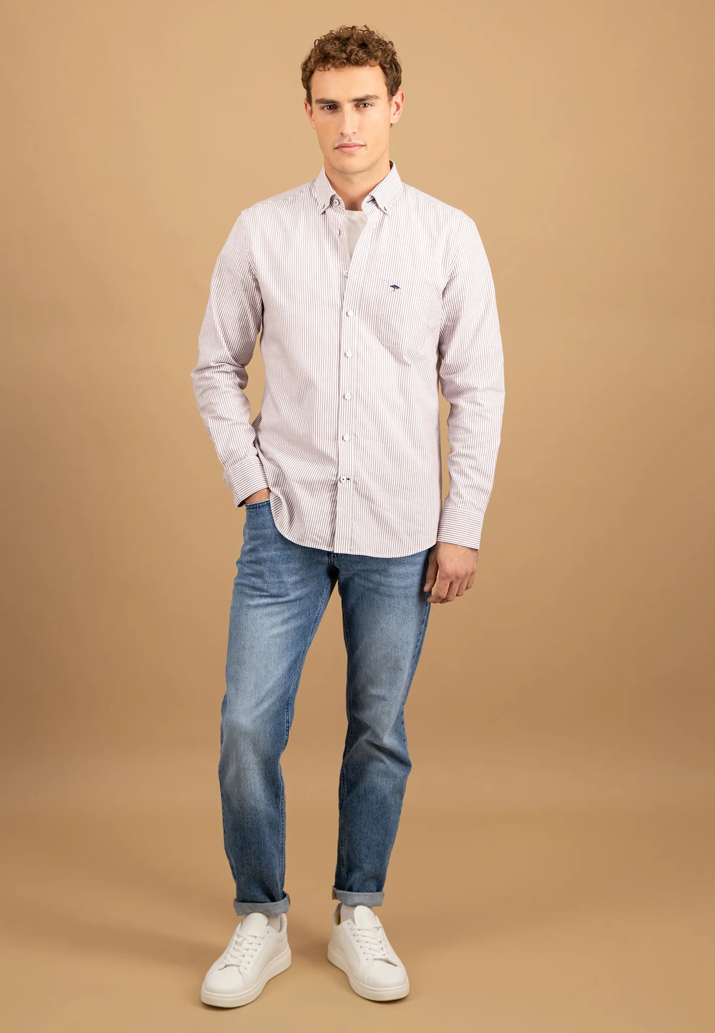Oxfordhemd aus Baumwolle mit Streifenmuster und Button-Down-Kragen - Image 2