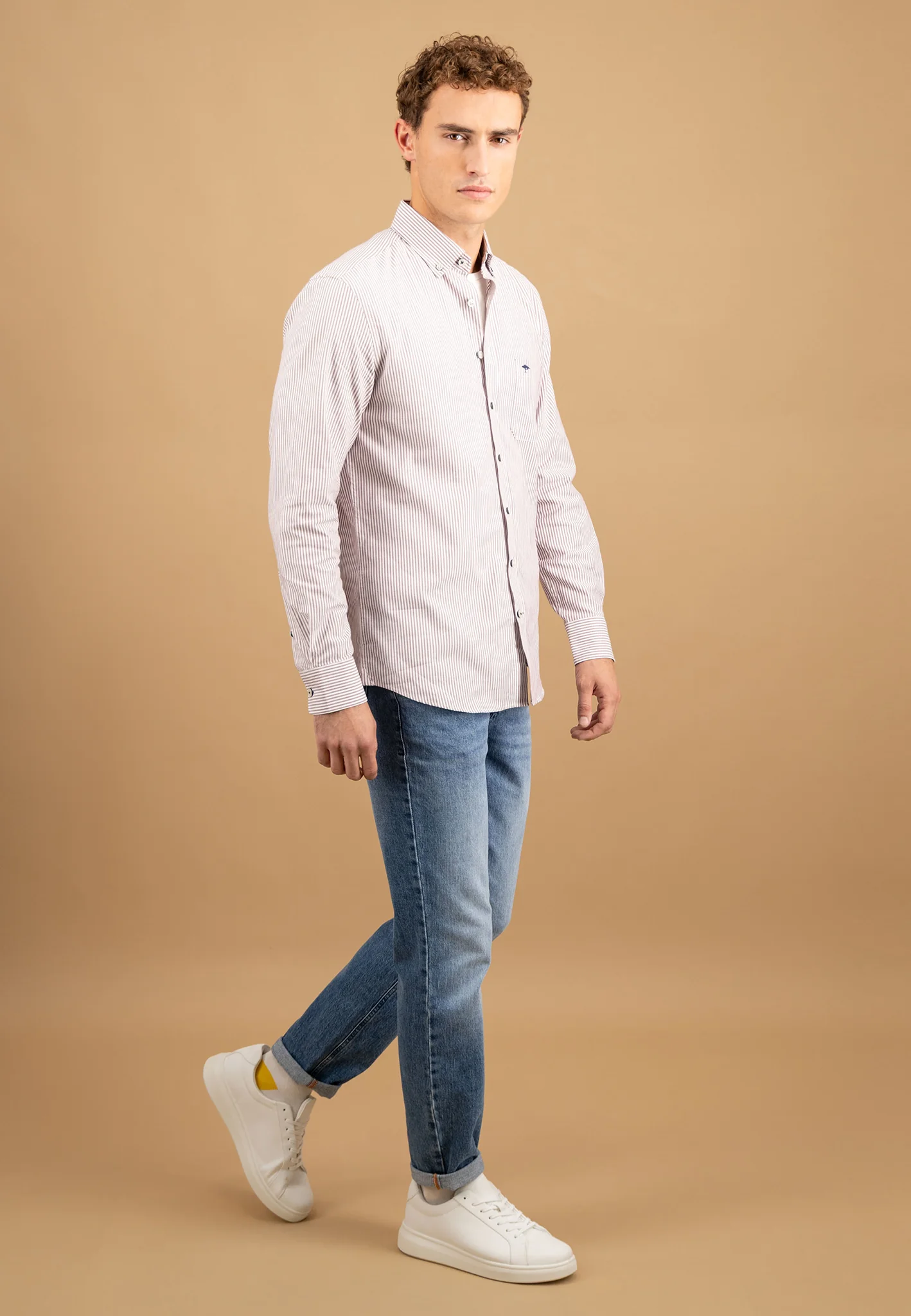 Oxfordhemd aus Baumwolle mit Streifenmuster und Button-Down-Kragen - Image 4