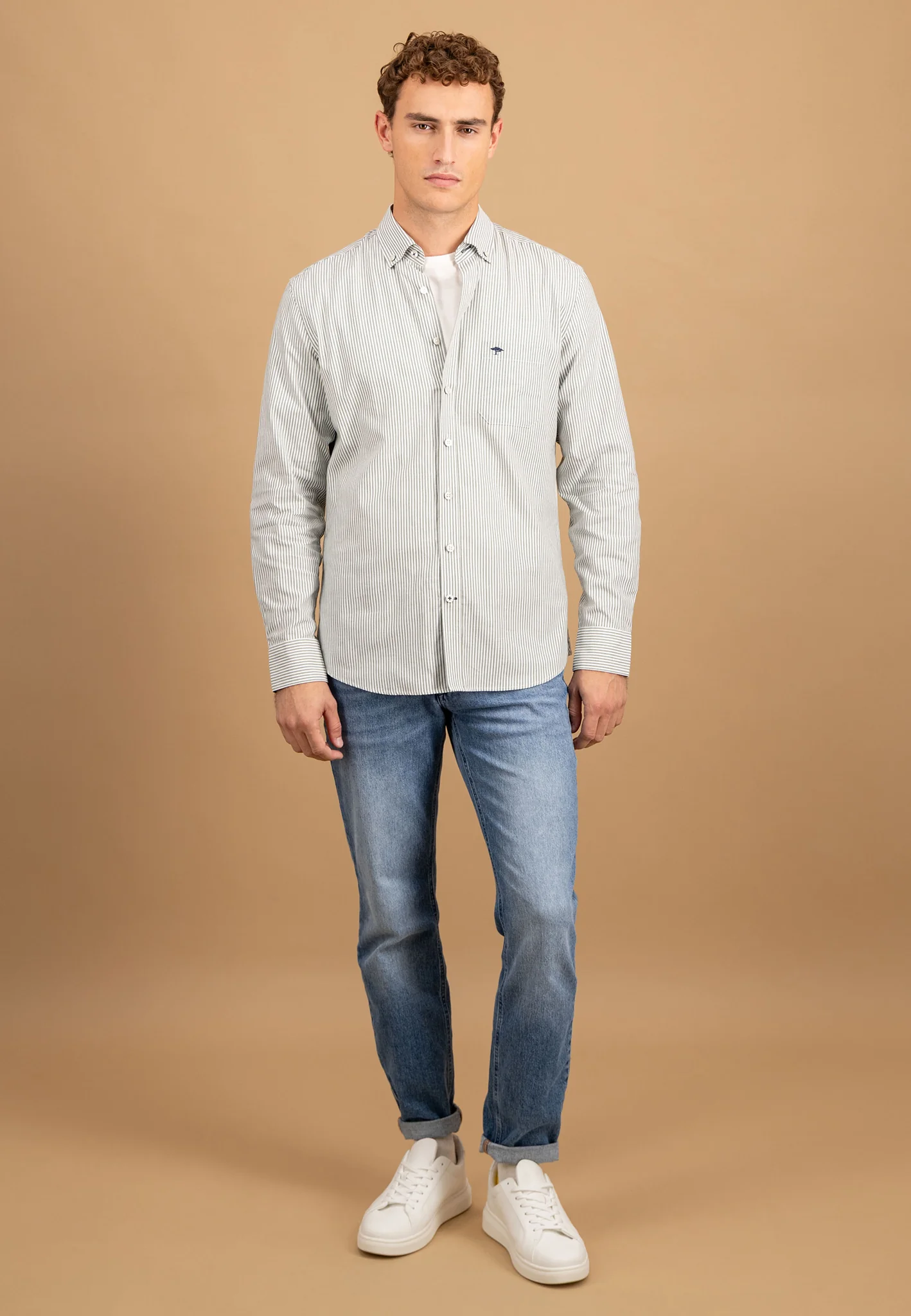Oxfordhemd aus Baumwolle mit Streifenmuster und Button-Down-Kragen - Image 8