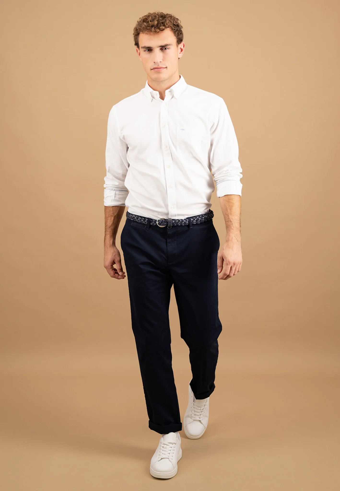 Hemd aus Baumwolle mit Strukturmuster und Button-Down-Kragen - Image 4