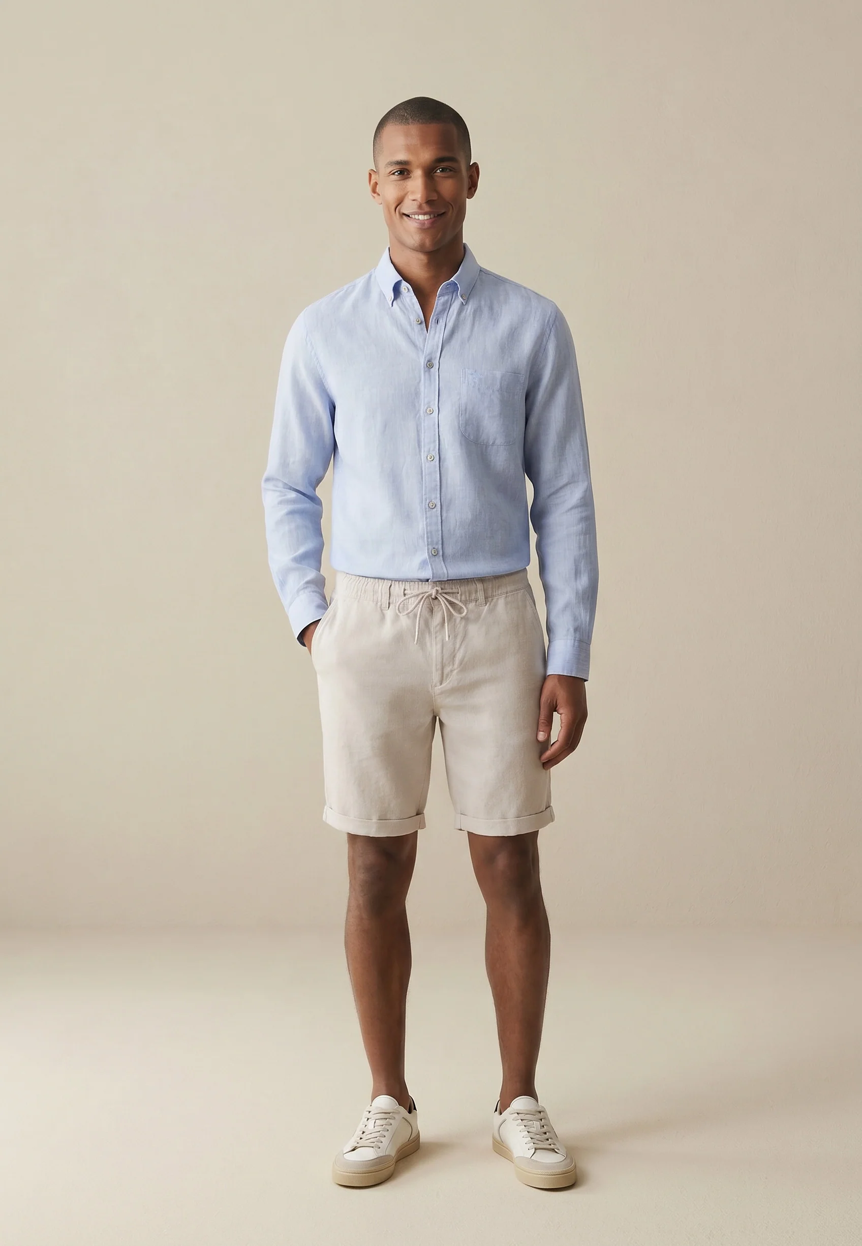 Hemd aus Leinen mit Brusttasche und Button-Down-Kragen - Image 7