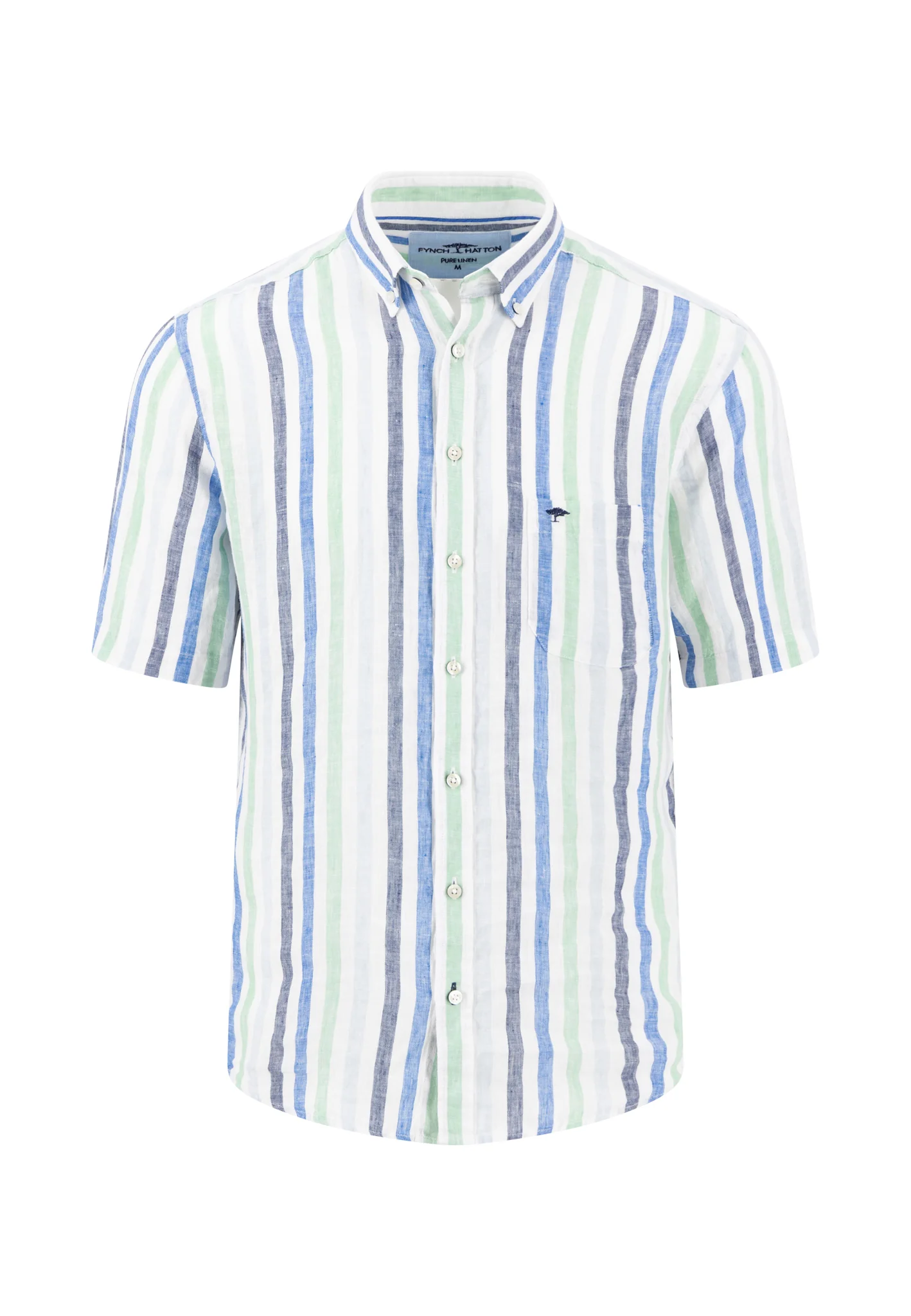 Hemd aus Leinen mit Button-Down-Kragen und Streifenmuster - Image 4