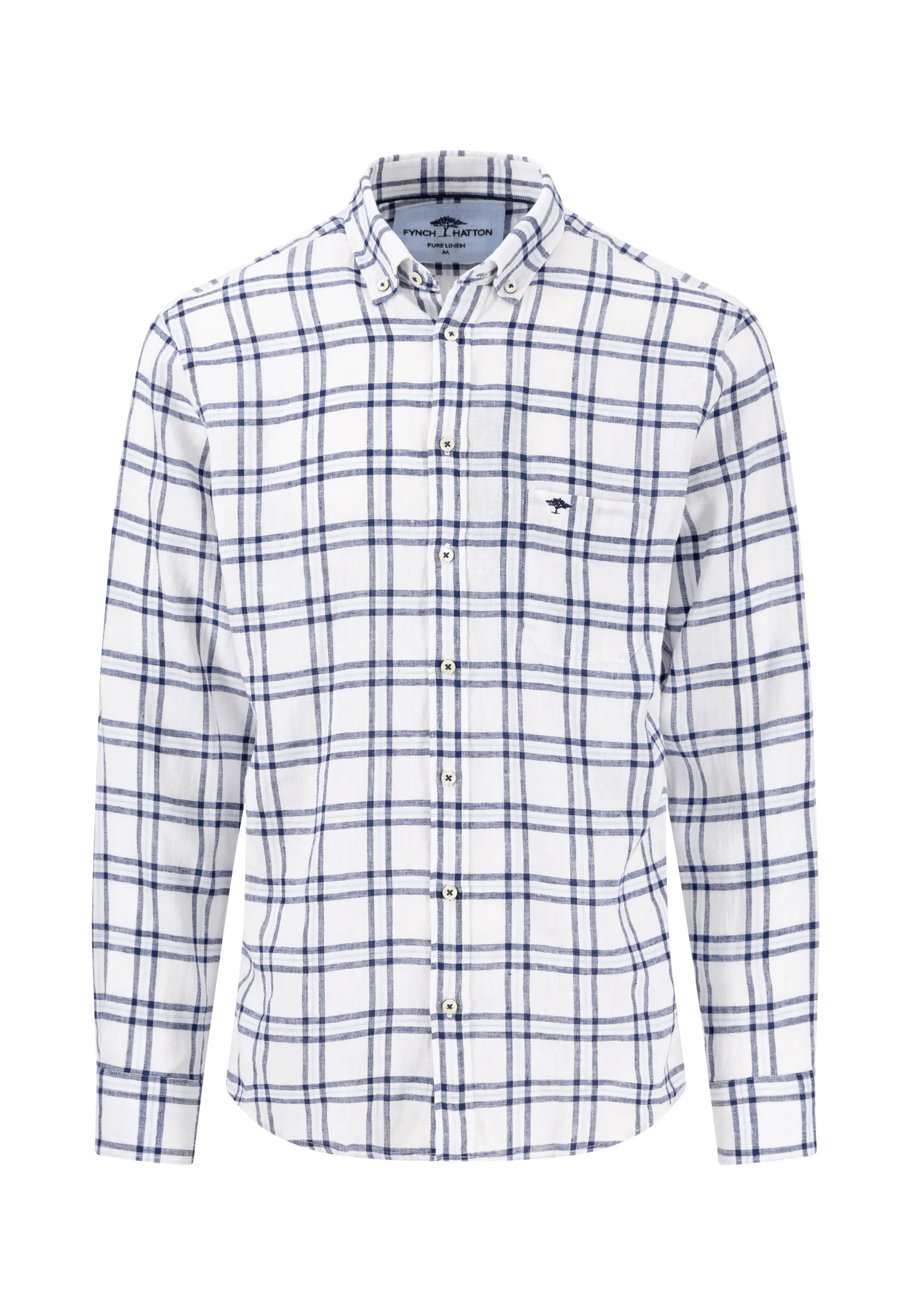 Hemd aus Leinen mit Karomuster und Button-Down-Kragen