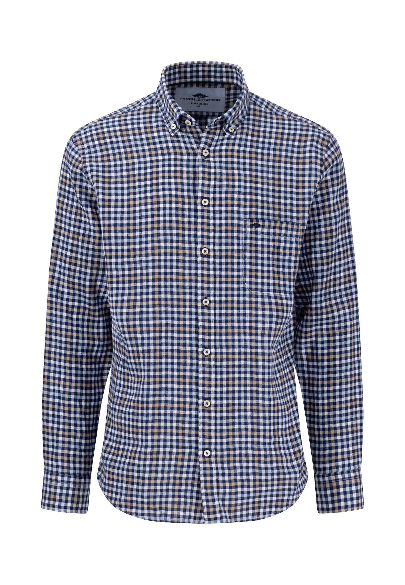 Hemd aus Leinen mit Karomuster und Button-Down-Kragen - Image 3