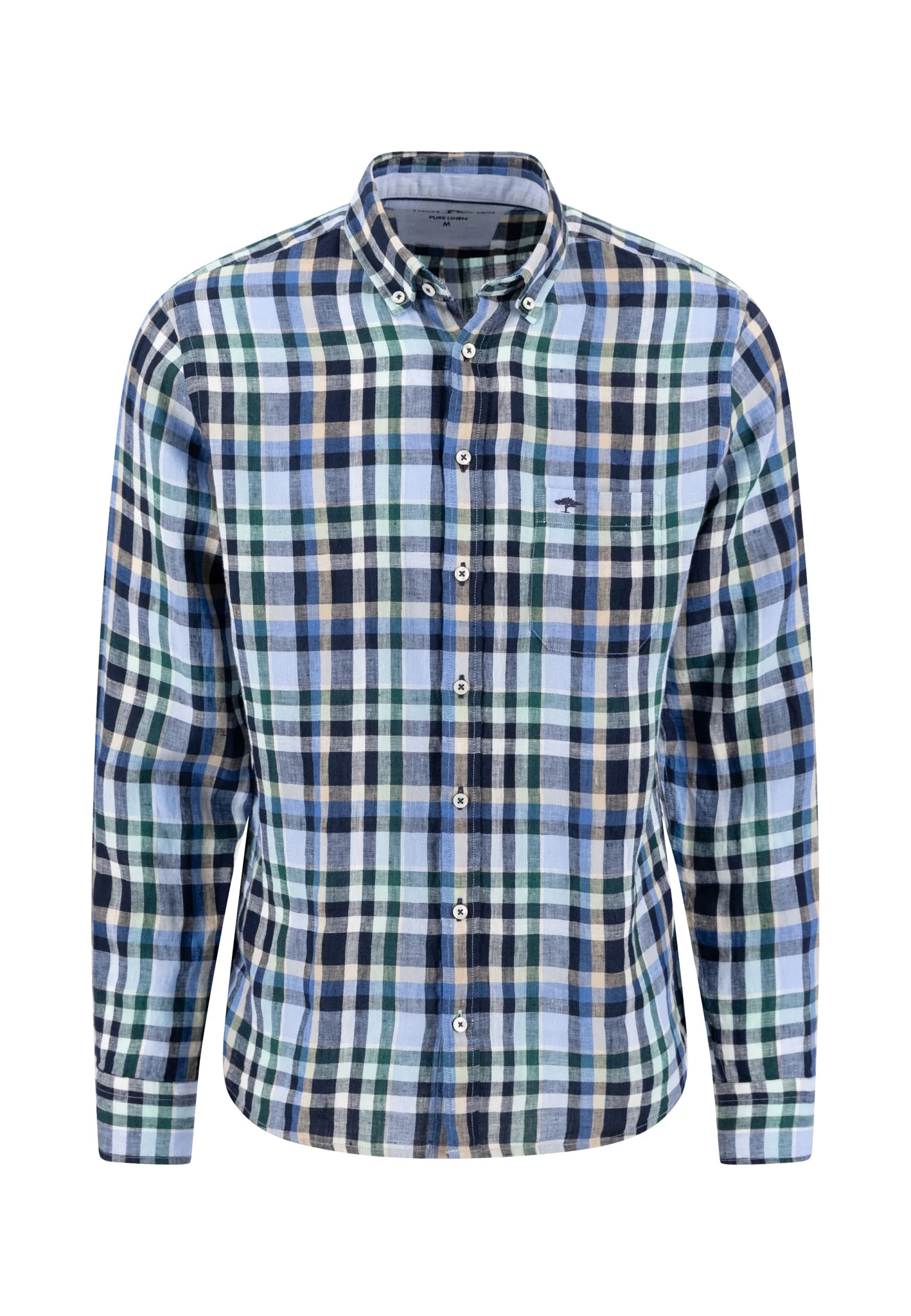 Hemd aus Leinen mit Karomuster und Button-Down-Kragen - Image 4