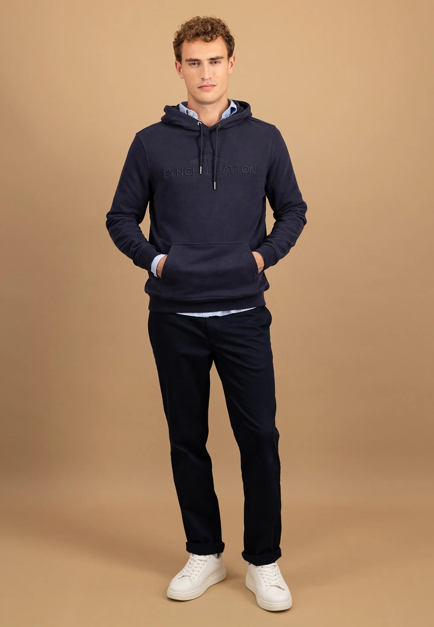 Hoodie aus Baumwolle mit Logo-Stickerei und Kängurutasche - Image 2