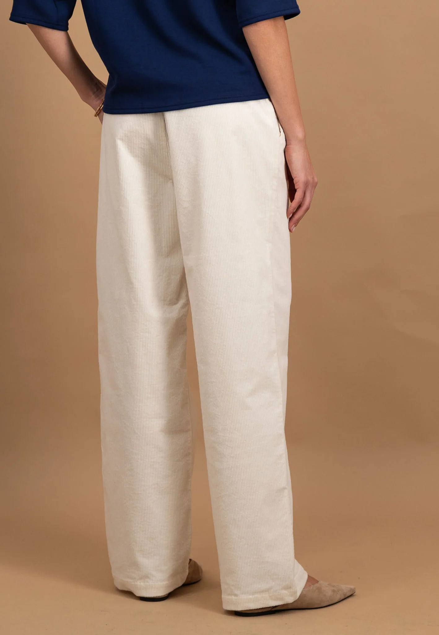Hose aus Cord-Polyester mit Bundfalten - Wide-Leg - Image 2