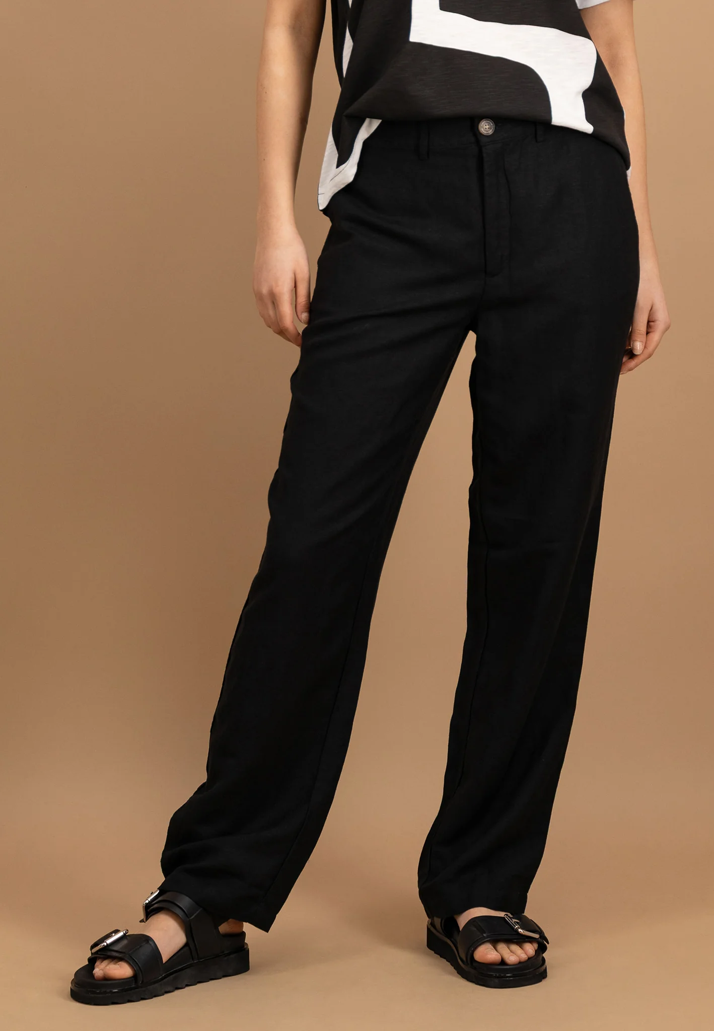 Hose aus Leinen-Viskose-Mix - Straight-Leg