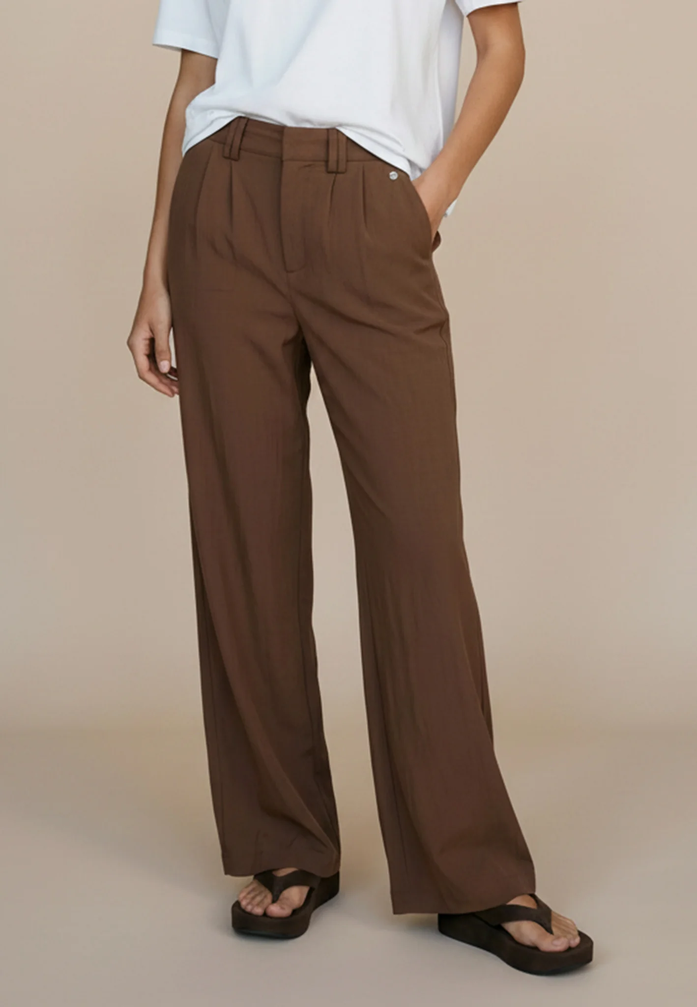 Hose aus Lyocell-Viskose-Mix mit Bügelfalten – Wide Leg