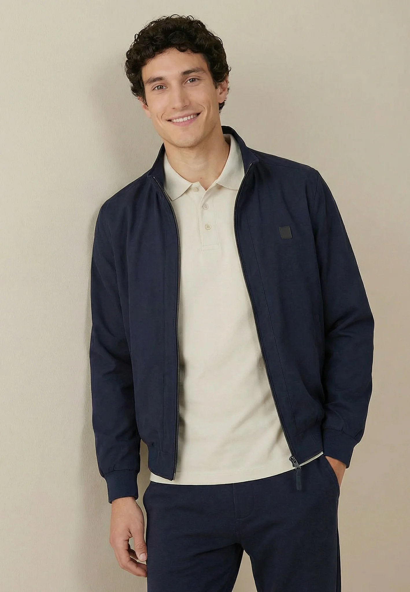 Jacke aus Baumwollmix mit Stehkragen