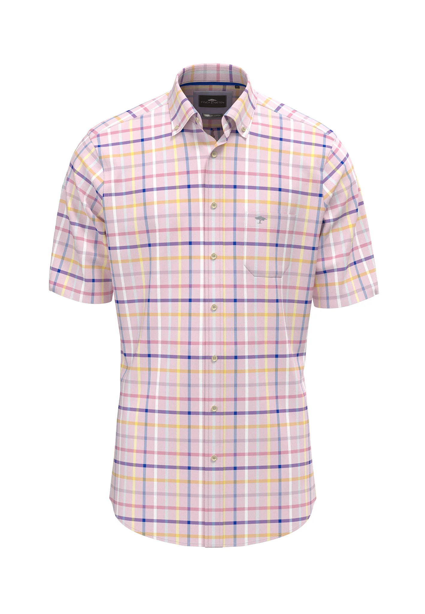 Kariertes kurzarm Hemd aus Baumwolle mit Button-Down-Kragen - Image 2