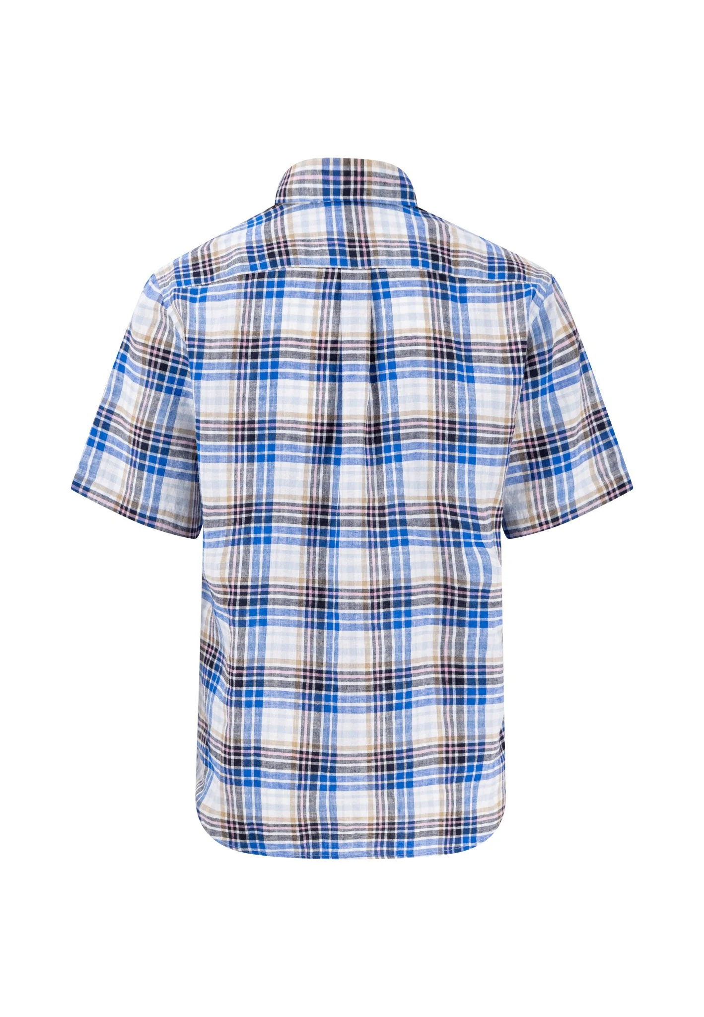 Kariertes kurzarm Hemd aus Leinen mit Button-Down-Kragen - Image 4