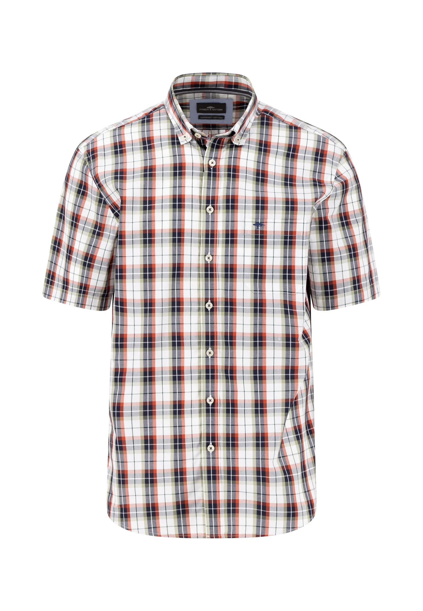 Kariertes Kurzarmhemd mit Button-Down-Kragen