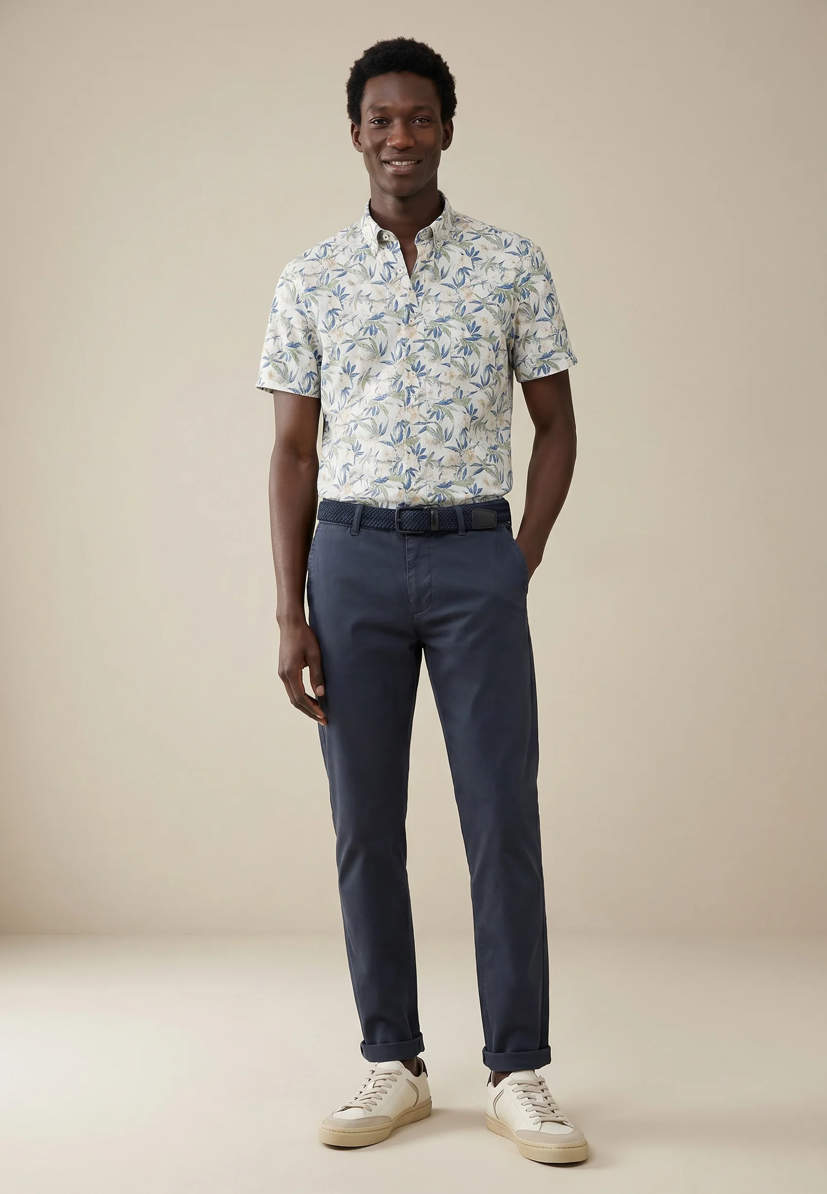Kurzarmhemd aus Baumwolle mit Allover-Print und Button-Down-Kragen - Image 2