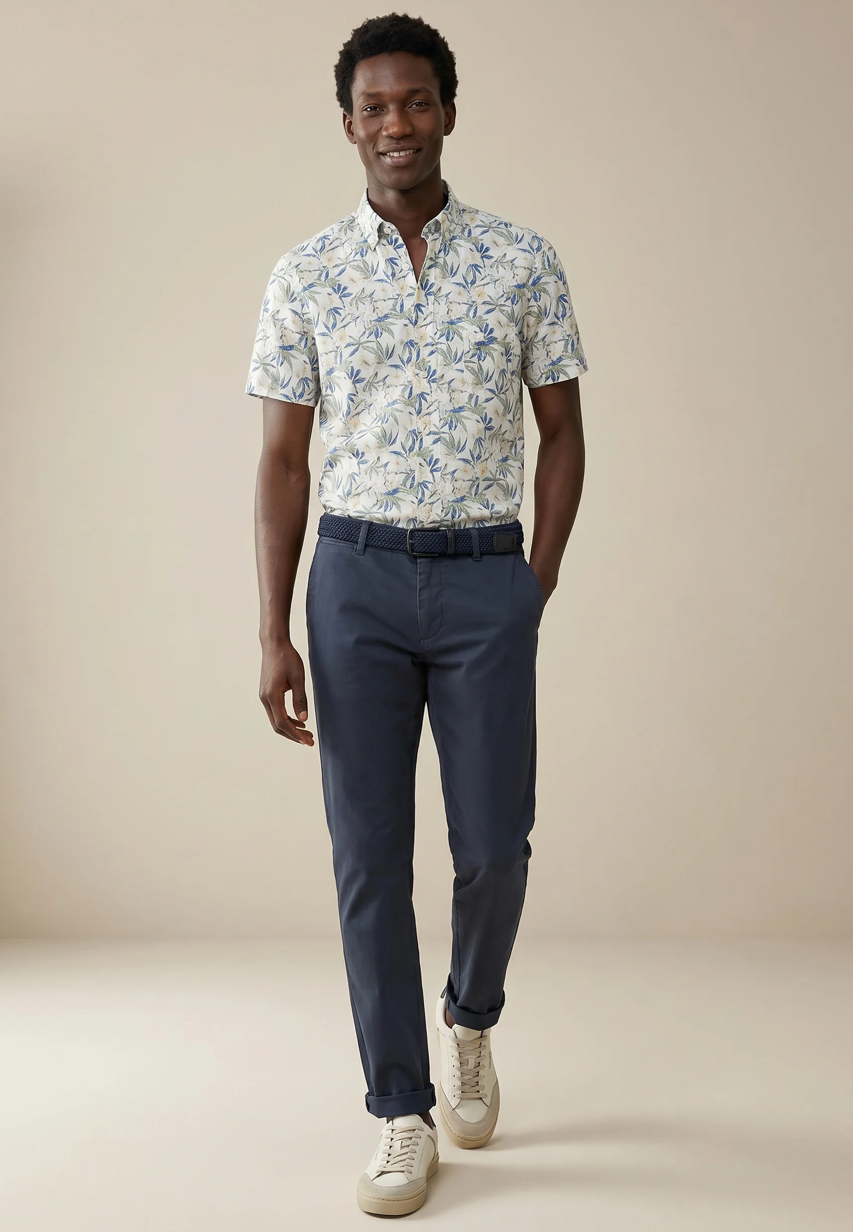 Kurzarmhemd aus Baumwolle mit Allover-Print und Button-Down-Kragen - Image 3