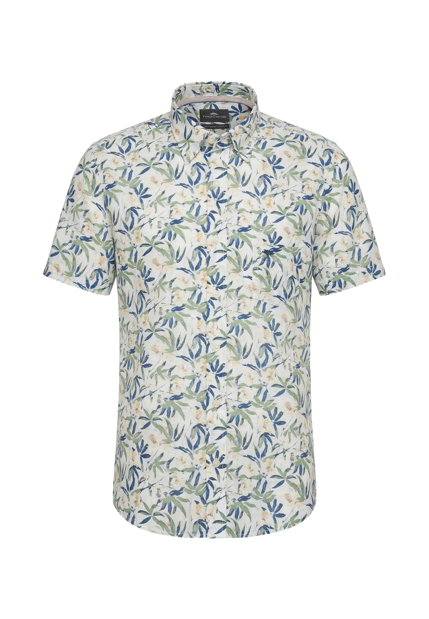 Kurzarmhemd aus Baumwolle mit Allover-Print und Button-Down-Kragen - Image 4