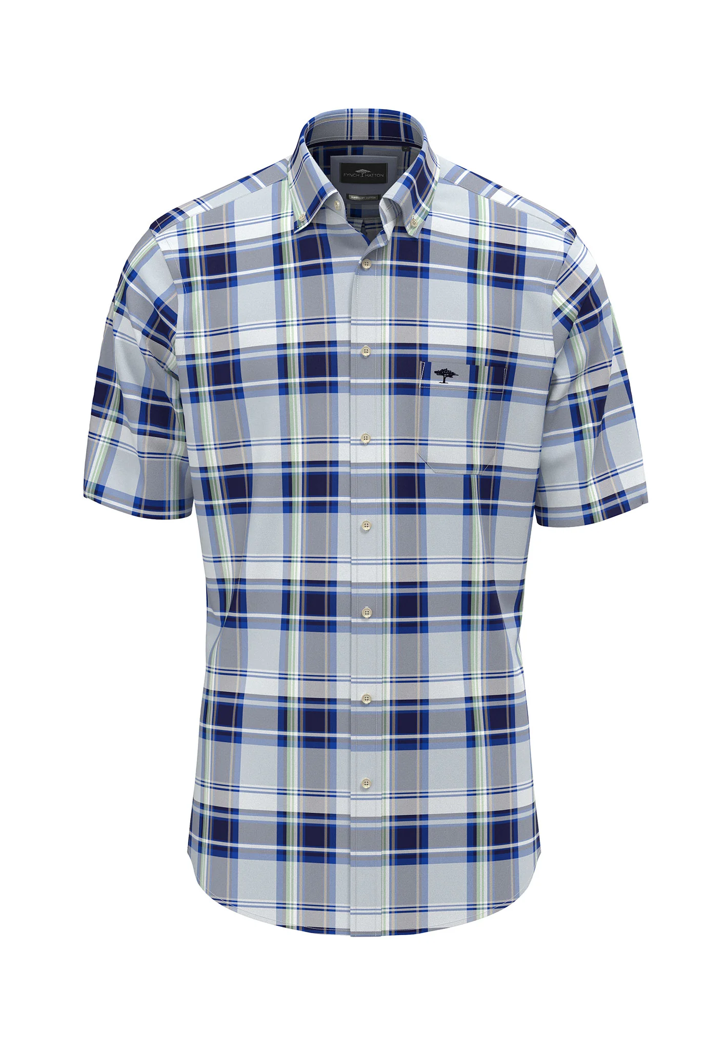 Kurzarmhemd aus Baumwolle mit Button-Down-Kragen und Karomuster - Image 3