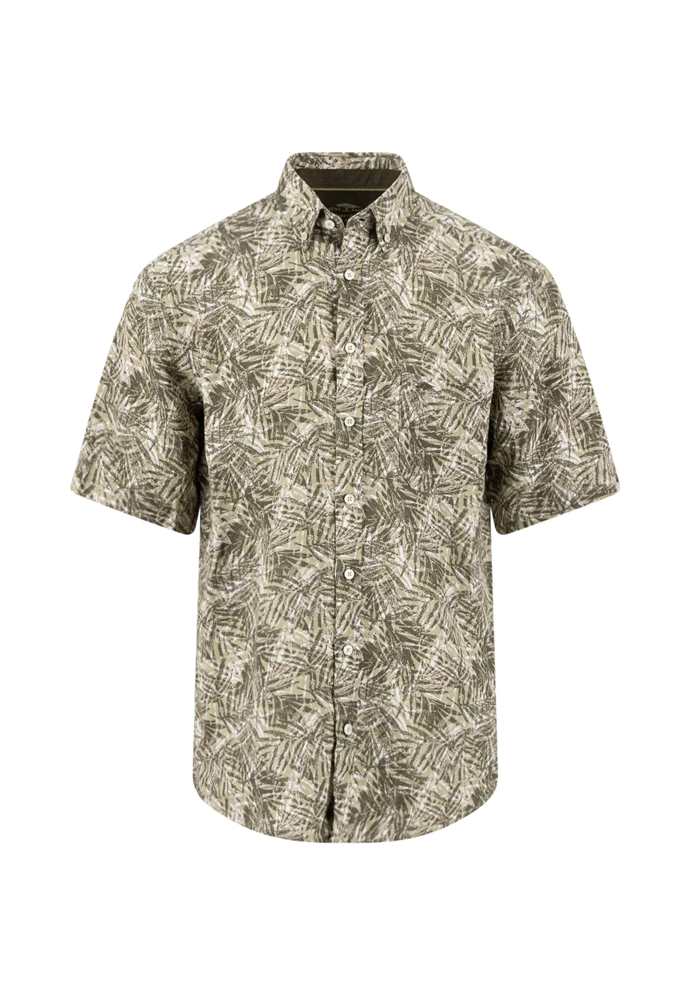 Kurzarmhemd aus Leinen mit Allover-Print und Button-Down-Kragen - Image 4