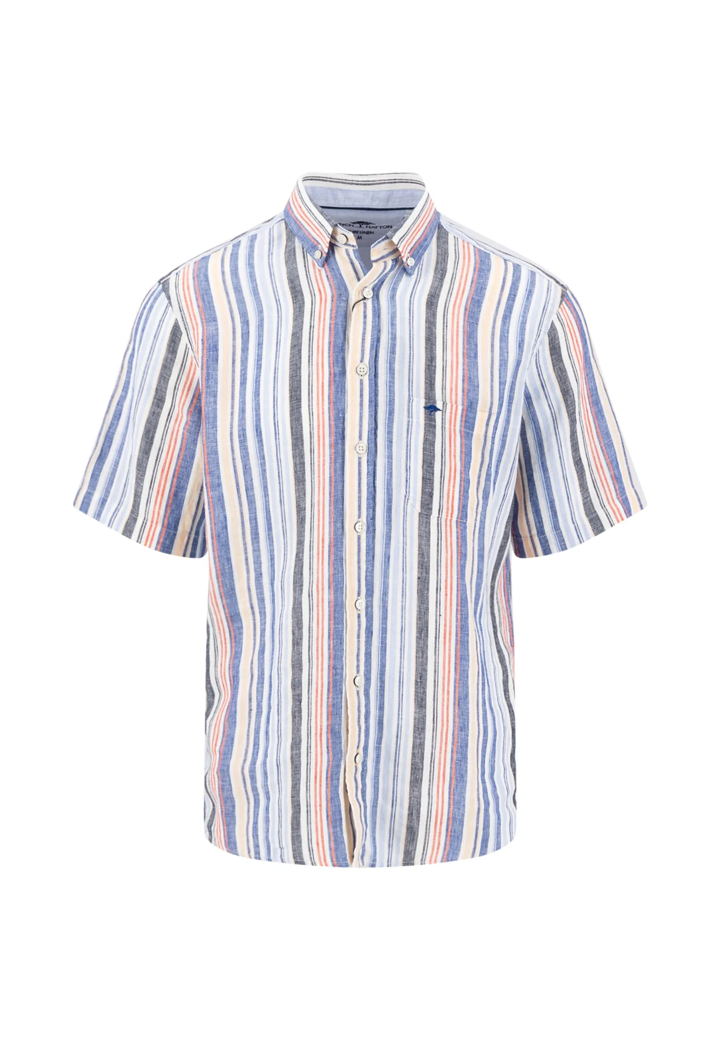 Kurzarmhemd aus Leinen mit Streifenmuster und Button-Down-Kragen - Image 4