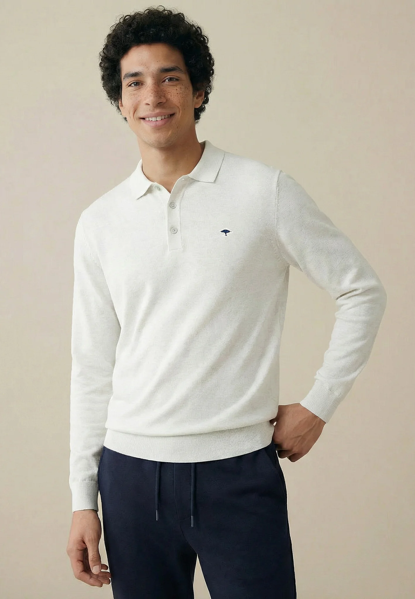 Langarm-Poloshirt aus Baumwolle mit Knopfleiste und Kragen - Image 6
