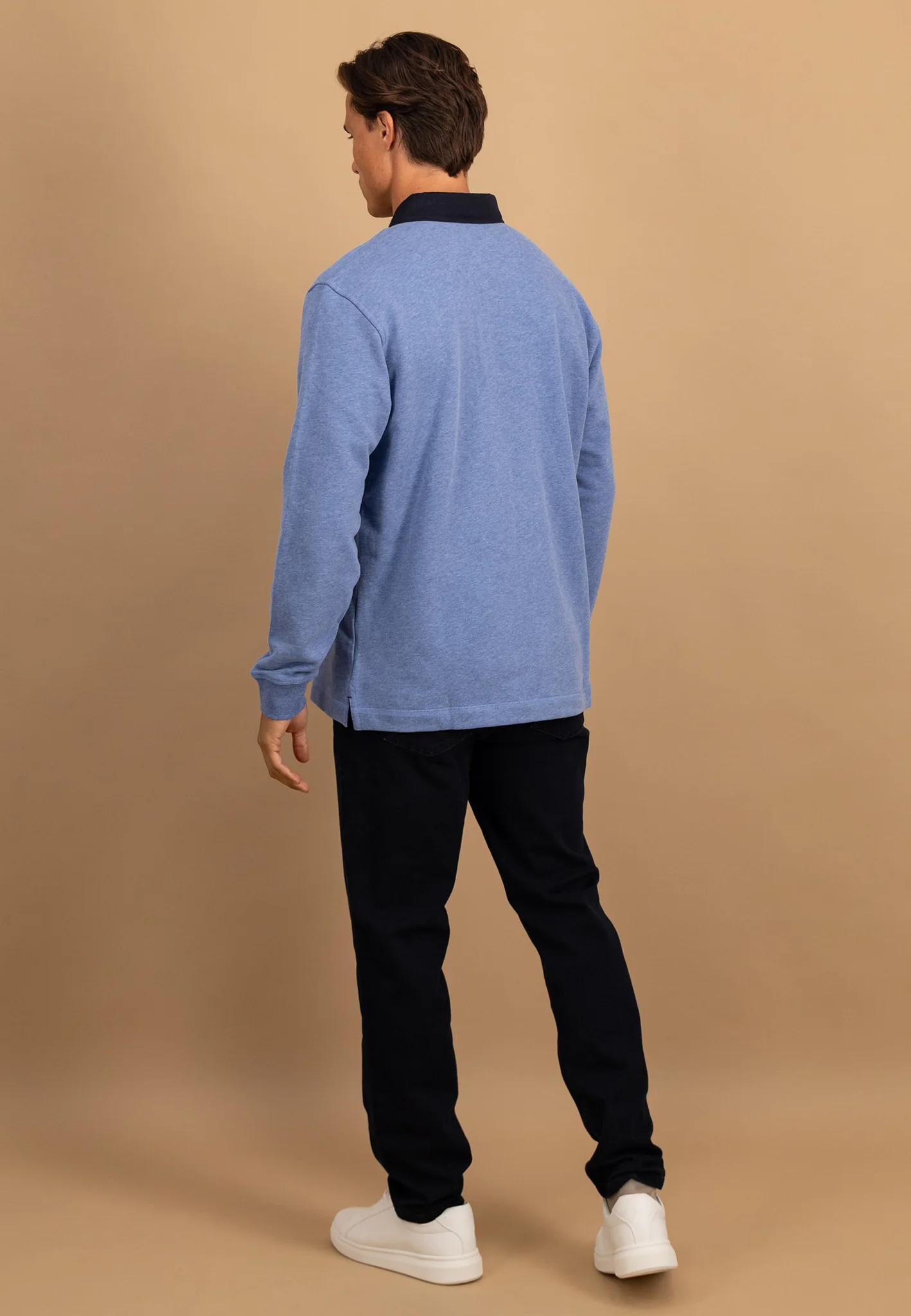 Langarm-Poloshirt aus Baumwolle mit Kontrastkragen - Image 2