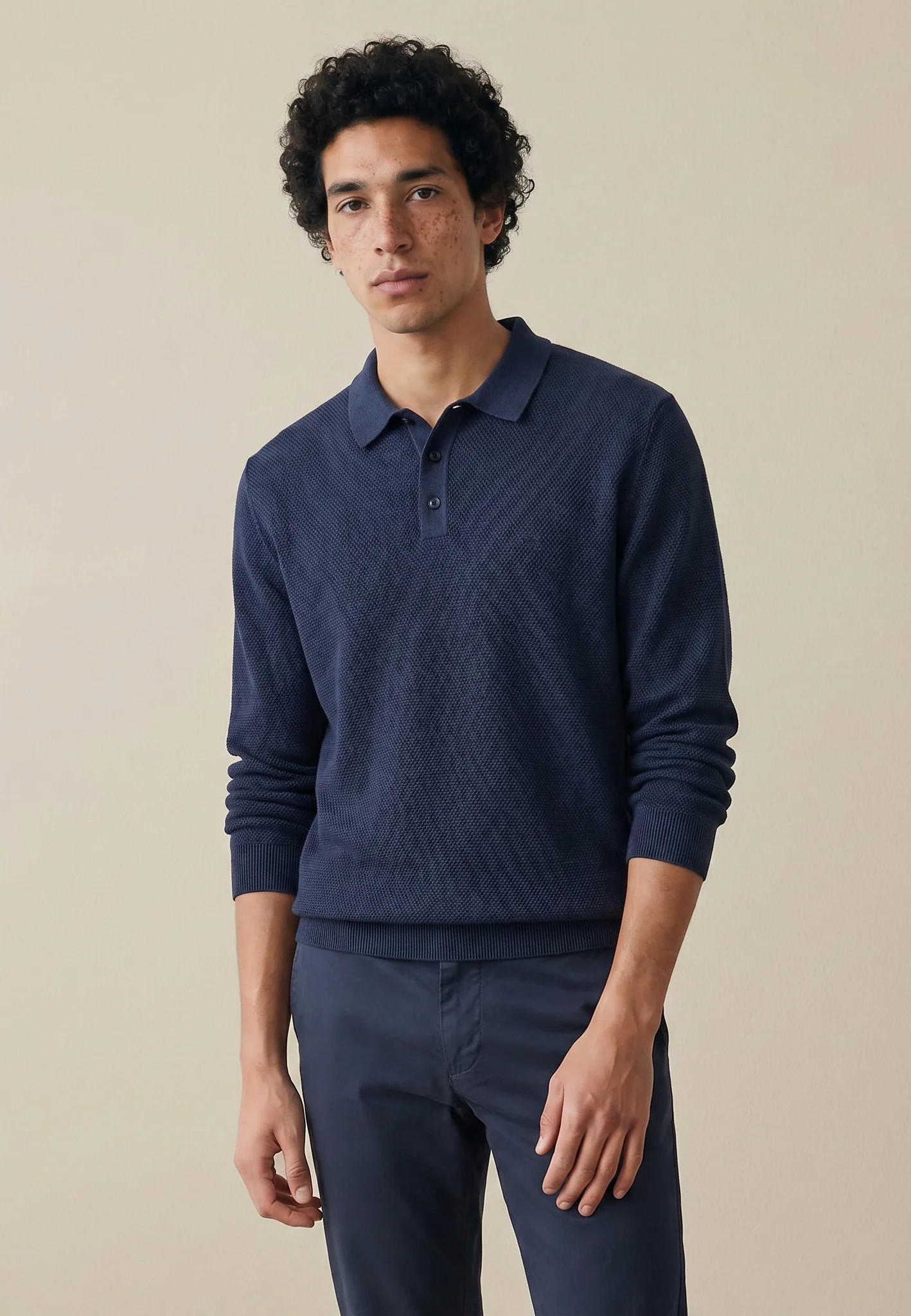 Langarm-Strick-Poloshirt aus Baumwolle mit Polokragen - Image 6