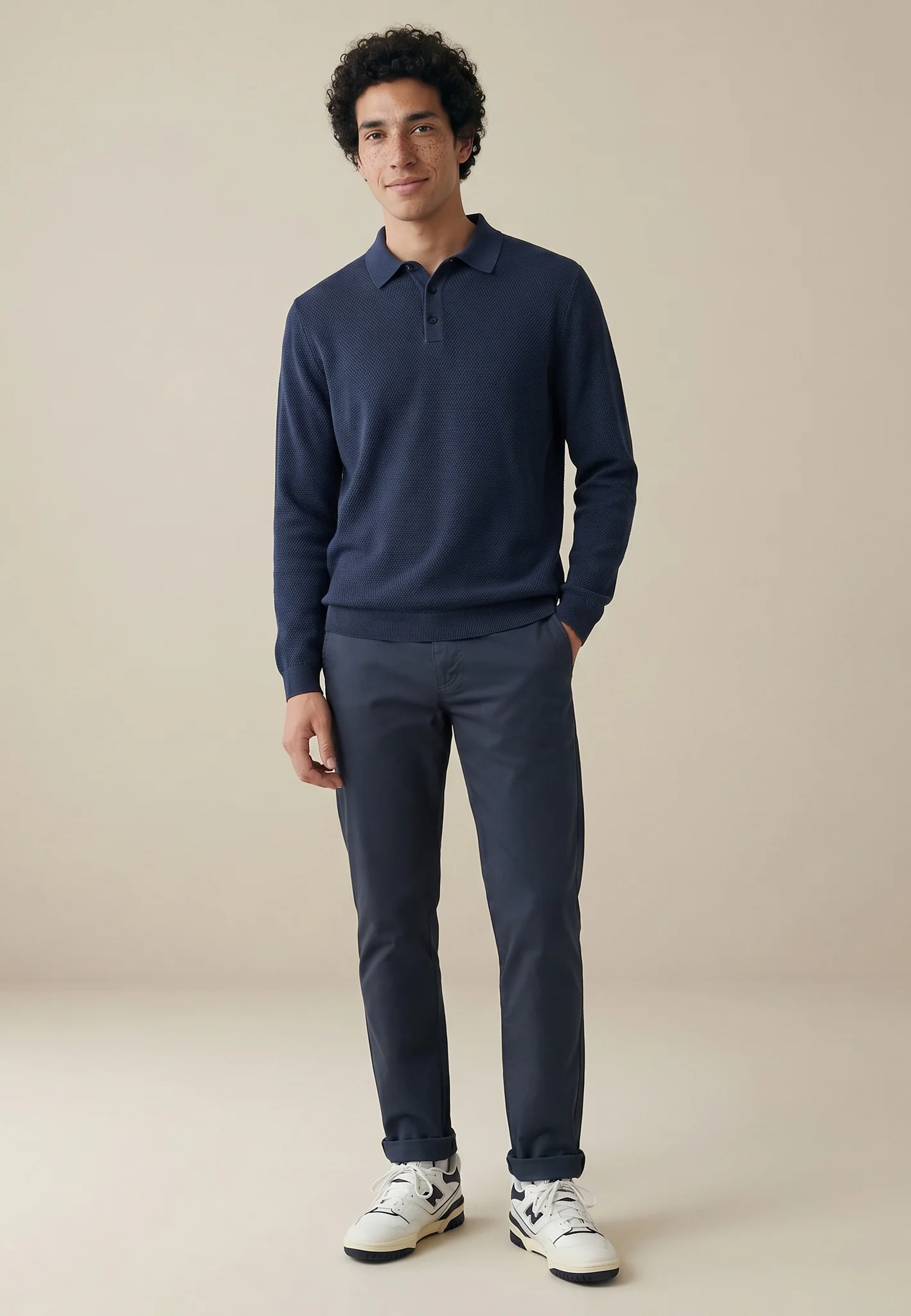 Langarm-Strick-Poloshirt aus Baumwolle mit Polokragen - Image 7