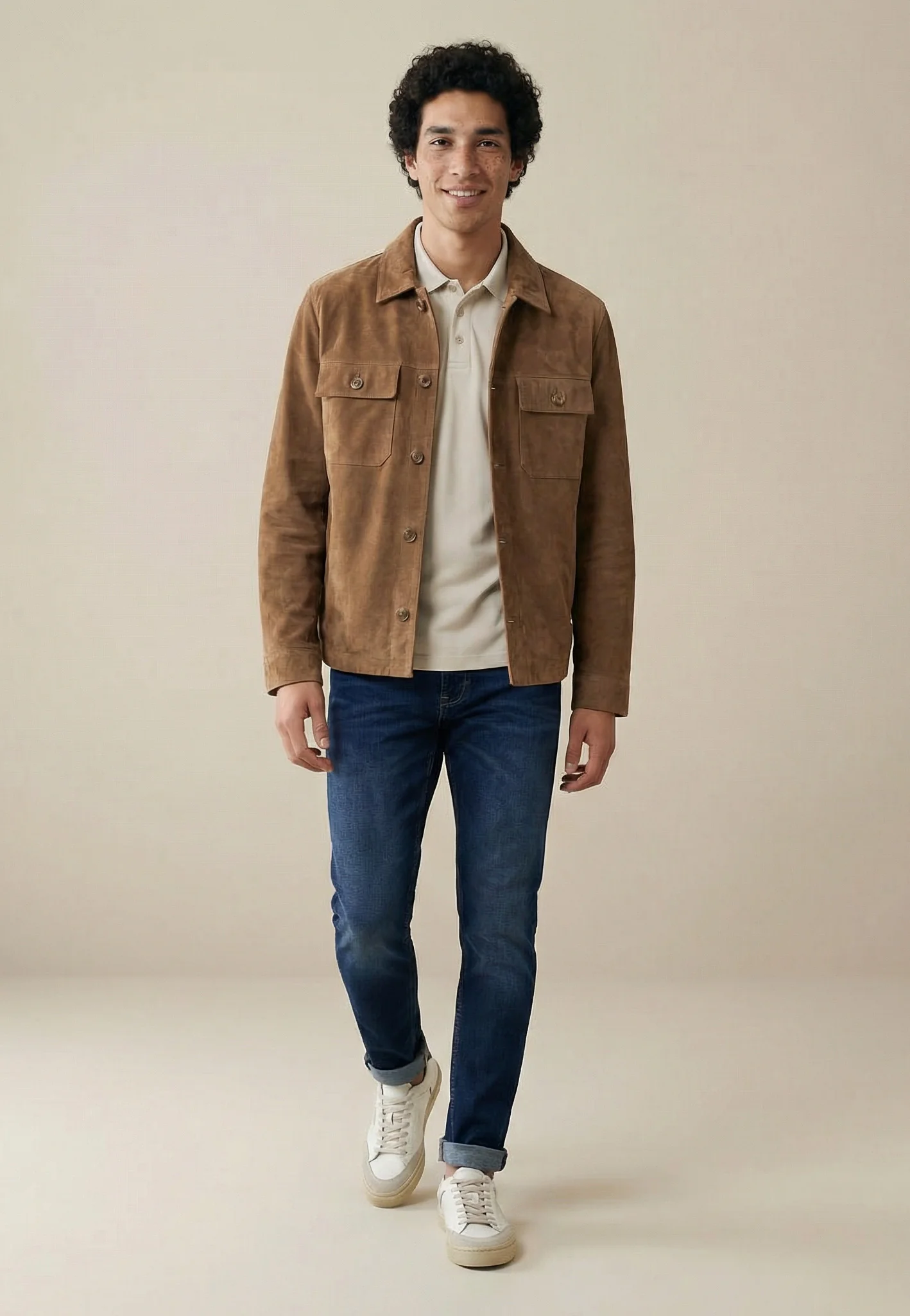 Lederjacke aus Veloursleder mit Brusttaschen - Image 3