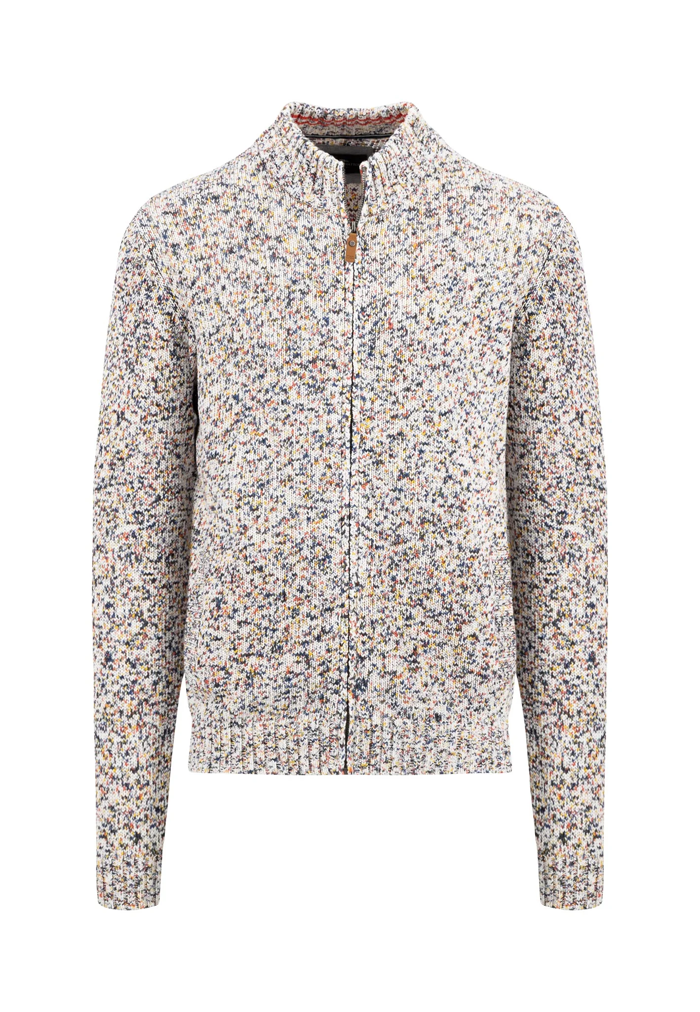 Melierte Strickjacke aus Baumwolle mit Stehkragen - Image 5