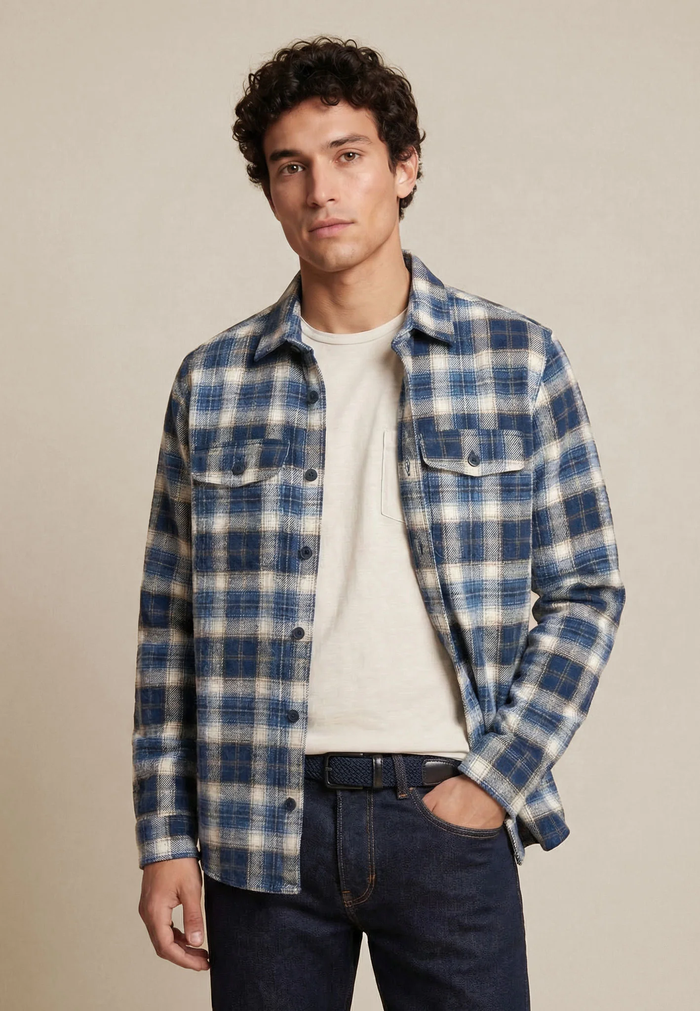Overshirt aus Baumwolle mit Karomuster und Brusttaschen