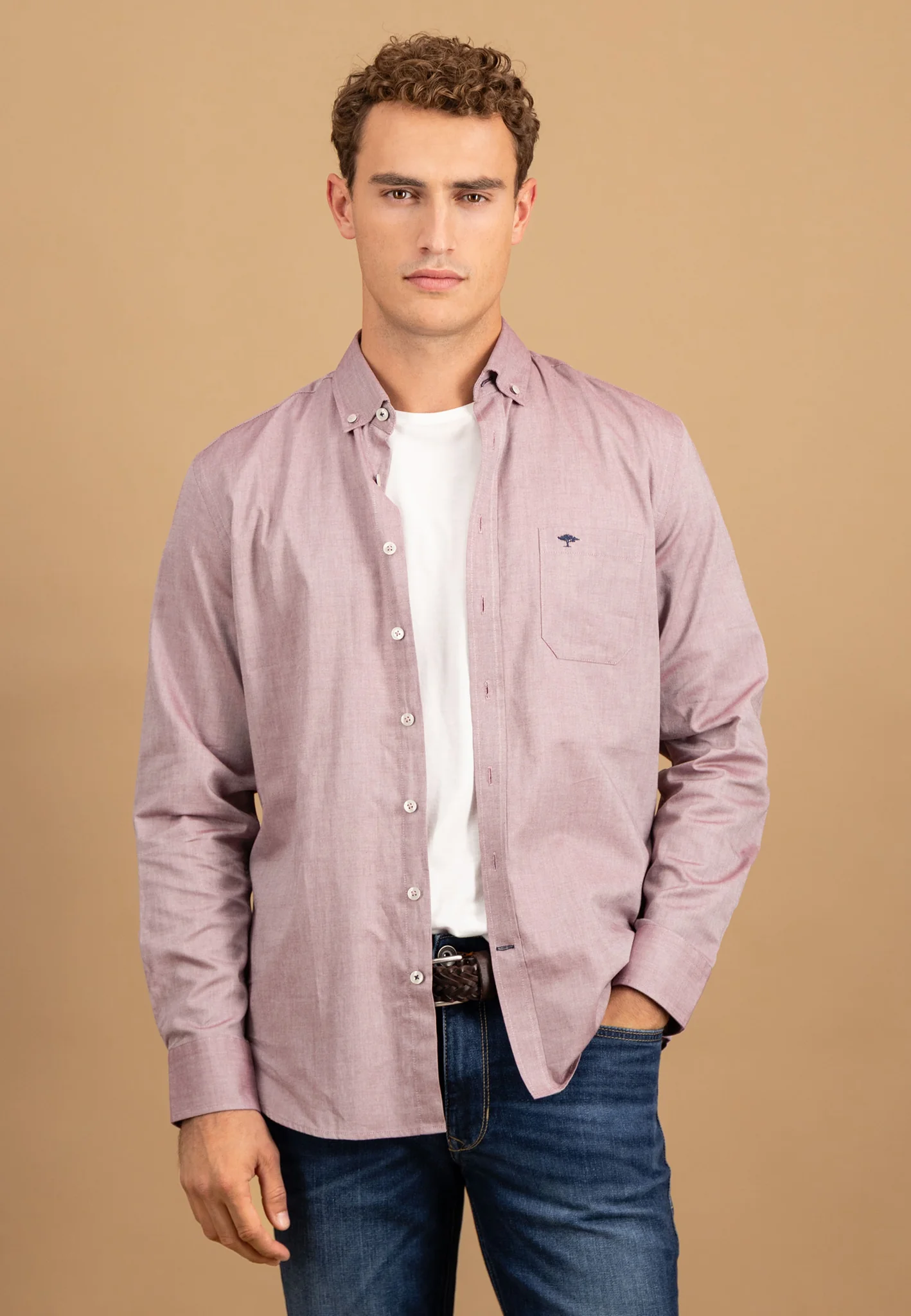 Oxfordhemd aus Baumwolle mit Brusttasche und Button-Down-Kragen