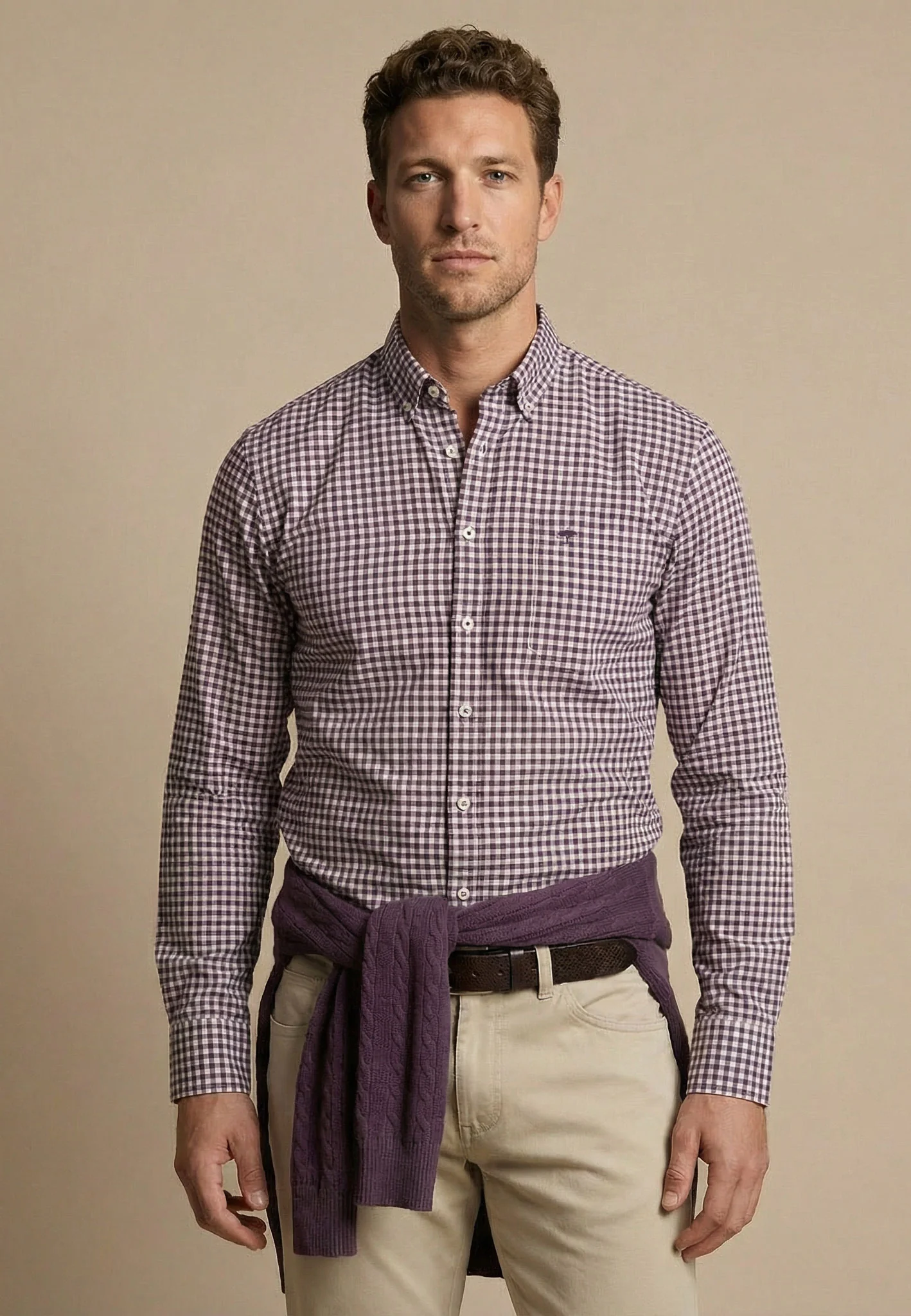 Oxfordhemd aus Baumwolle mit Button-Down-Kragen und Karomuster
