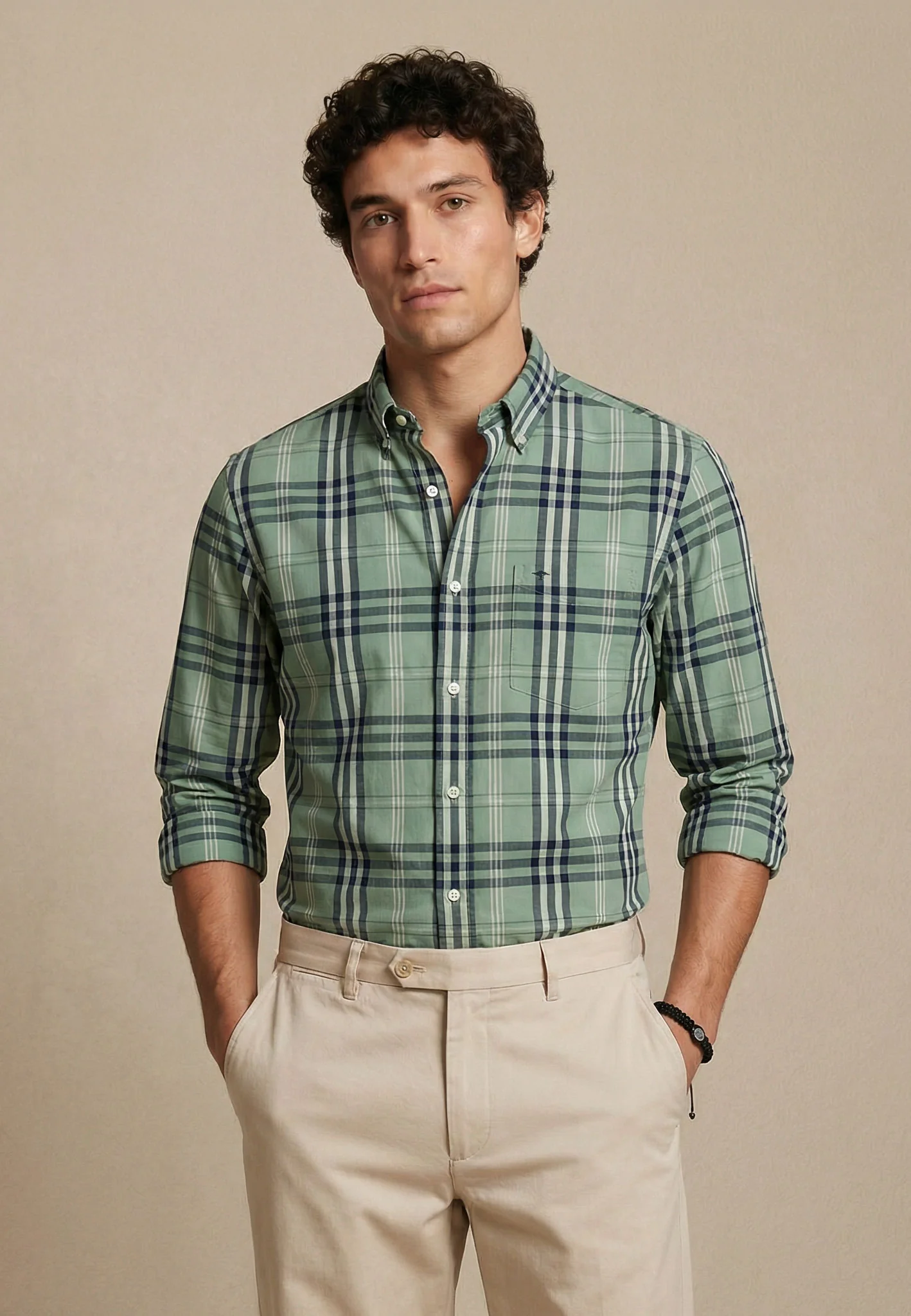 Oxfordhemd aus Baumwolle mit Karomuster und Button-Down-Kragen