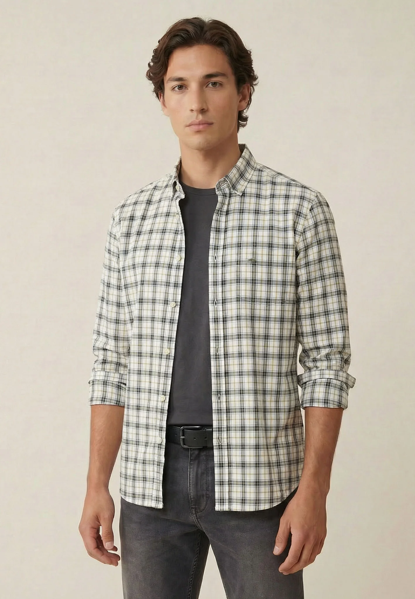 Oxfordhemd aus Baumwolle mit Karomuster und Button-Down-Kragen