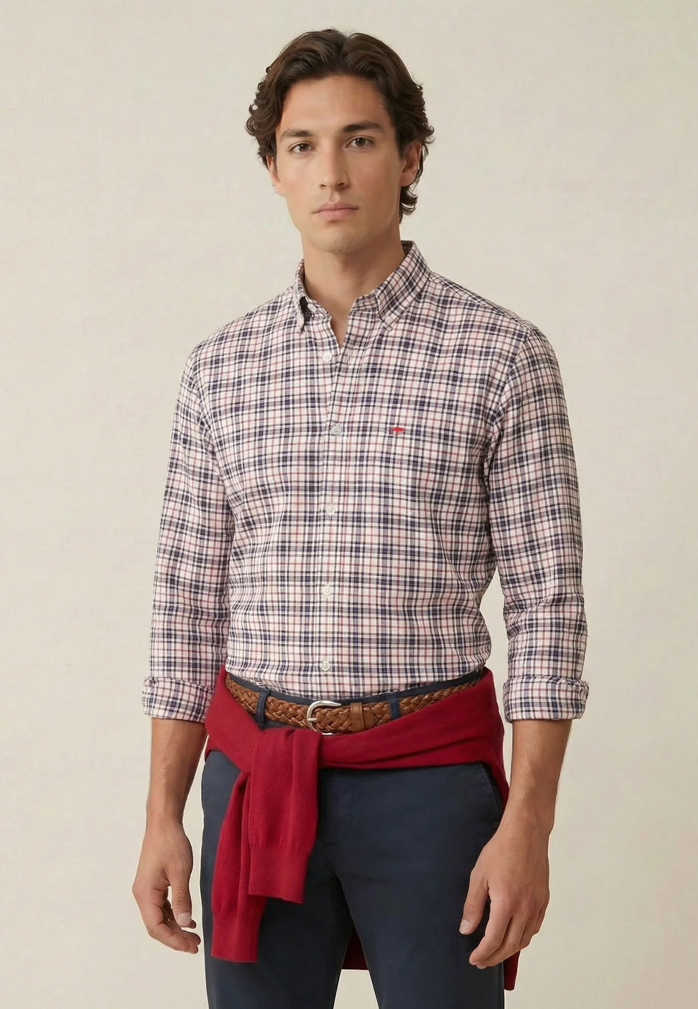 Oxfordhemd aus Baumwolle mit Karomuster und Button-Down-Kragen - Image 6