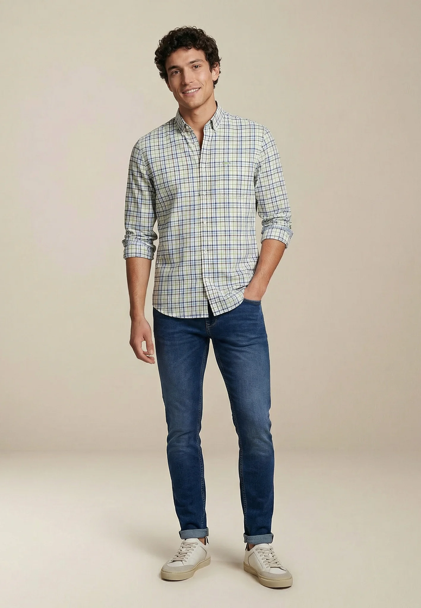 Oxfordhemd aus Baumwolle mit Karomuster und Button-Down-Kragen - Image 2