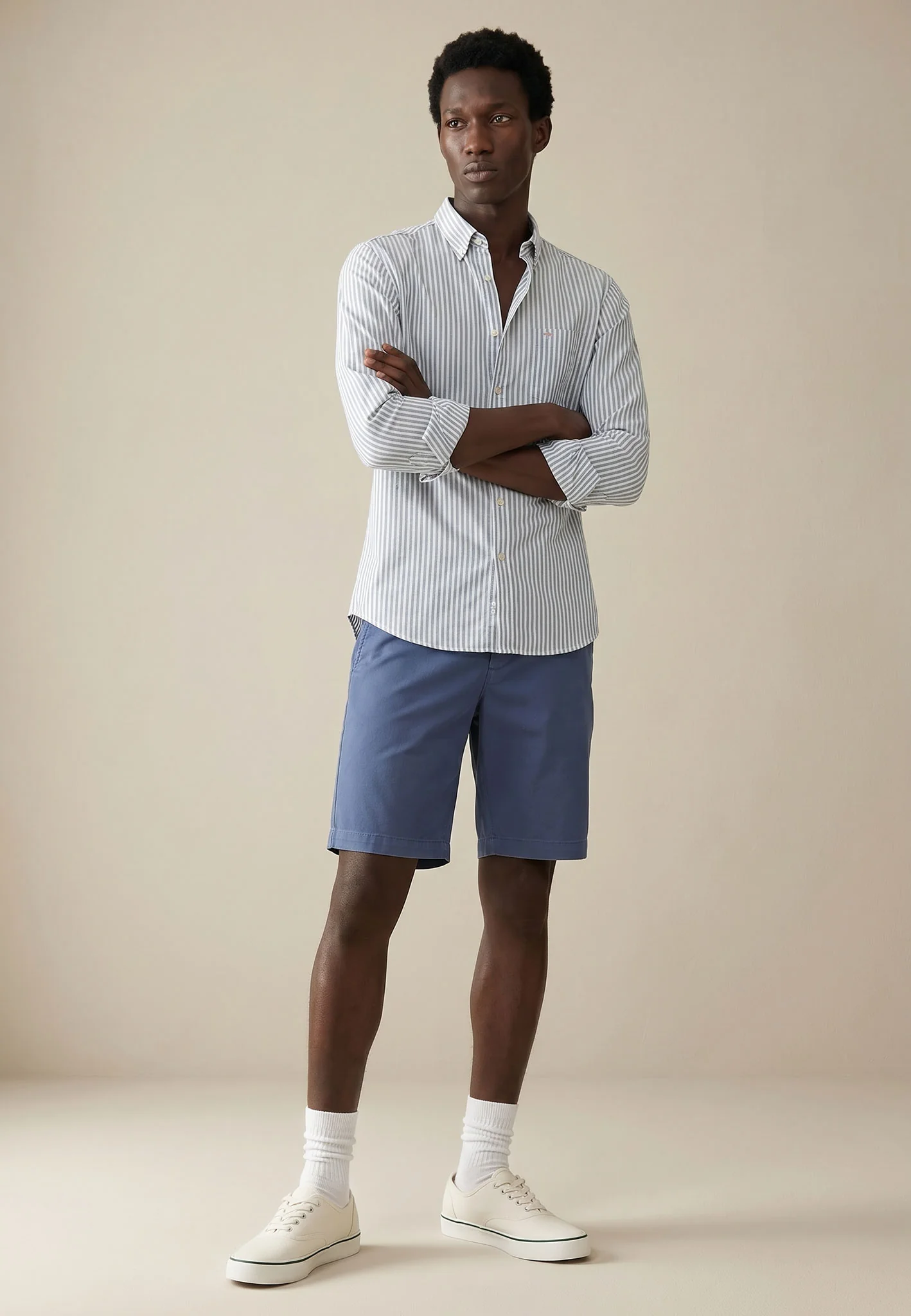 Oxfordhemd aus Baumwolle mit Streifenmuster und Button-Down-Kragen - Image 2