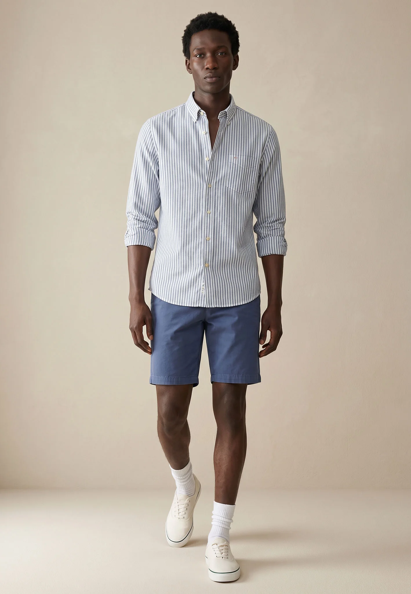 Oxfordhemd aus Baumwolle mit Streifenmuster und Button-Down-Kragen - Image 3