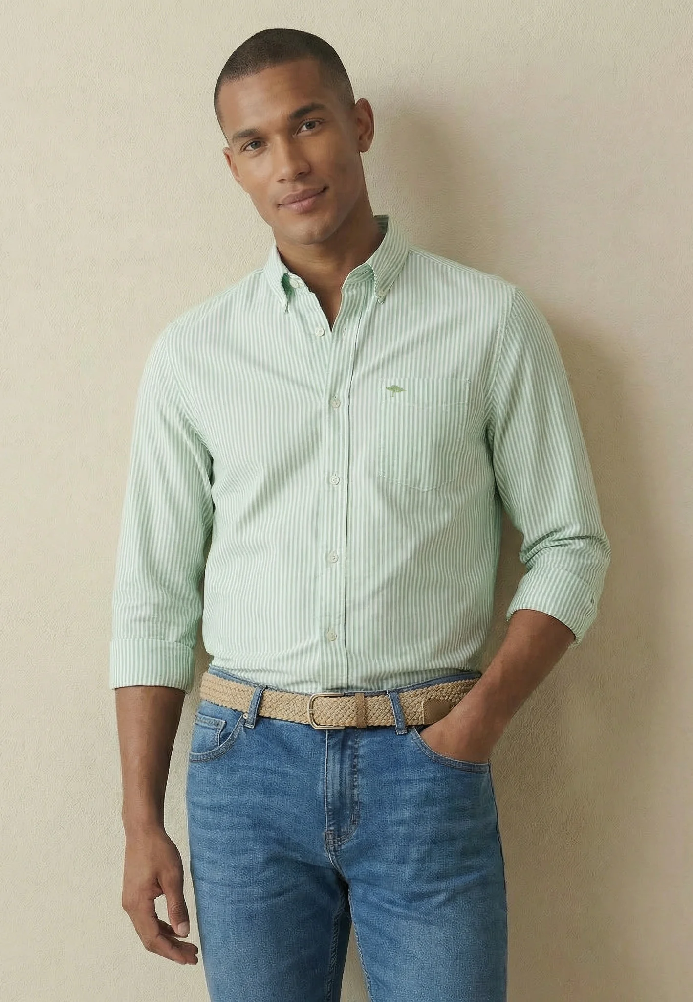 Oxfordhemd aus Baumwolle mit Streifenmuster und Button-Down-Kragen - Image 6