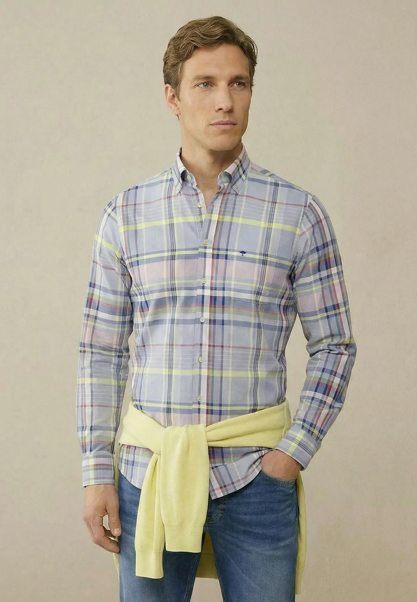 Oxfordhemd mit Button-Down-Kragen und langen Ärmeln
