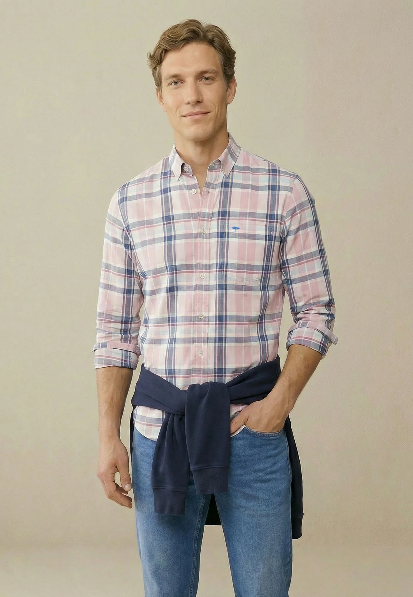 Oxfordhemd mit Button-Down-Kragen und langen Ärmeln