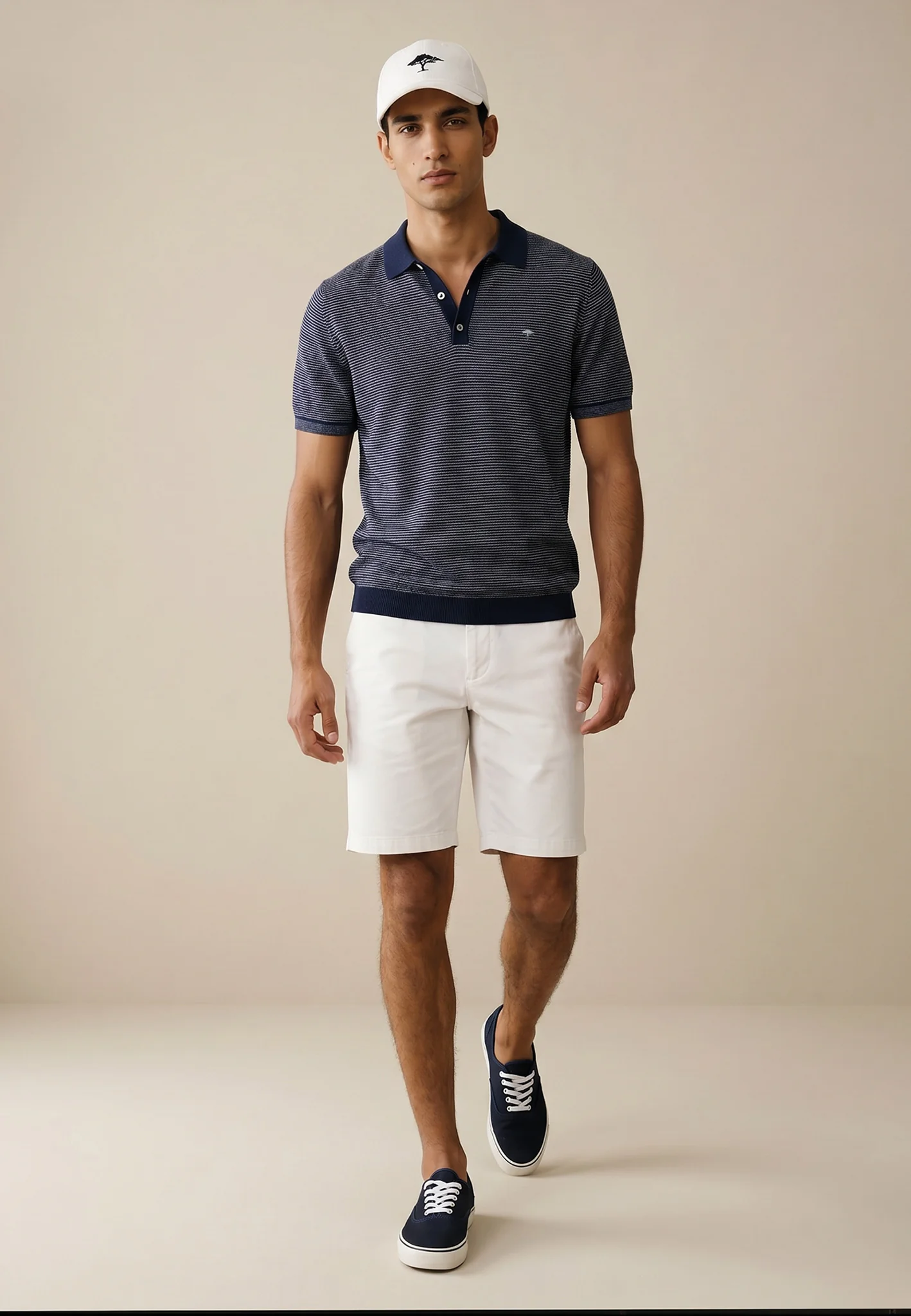 Poloshirt aus Baumwoll-Leinen-Mix mit Strukturmuster - Image 2