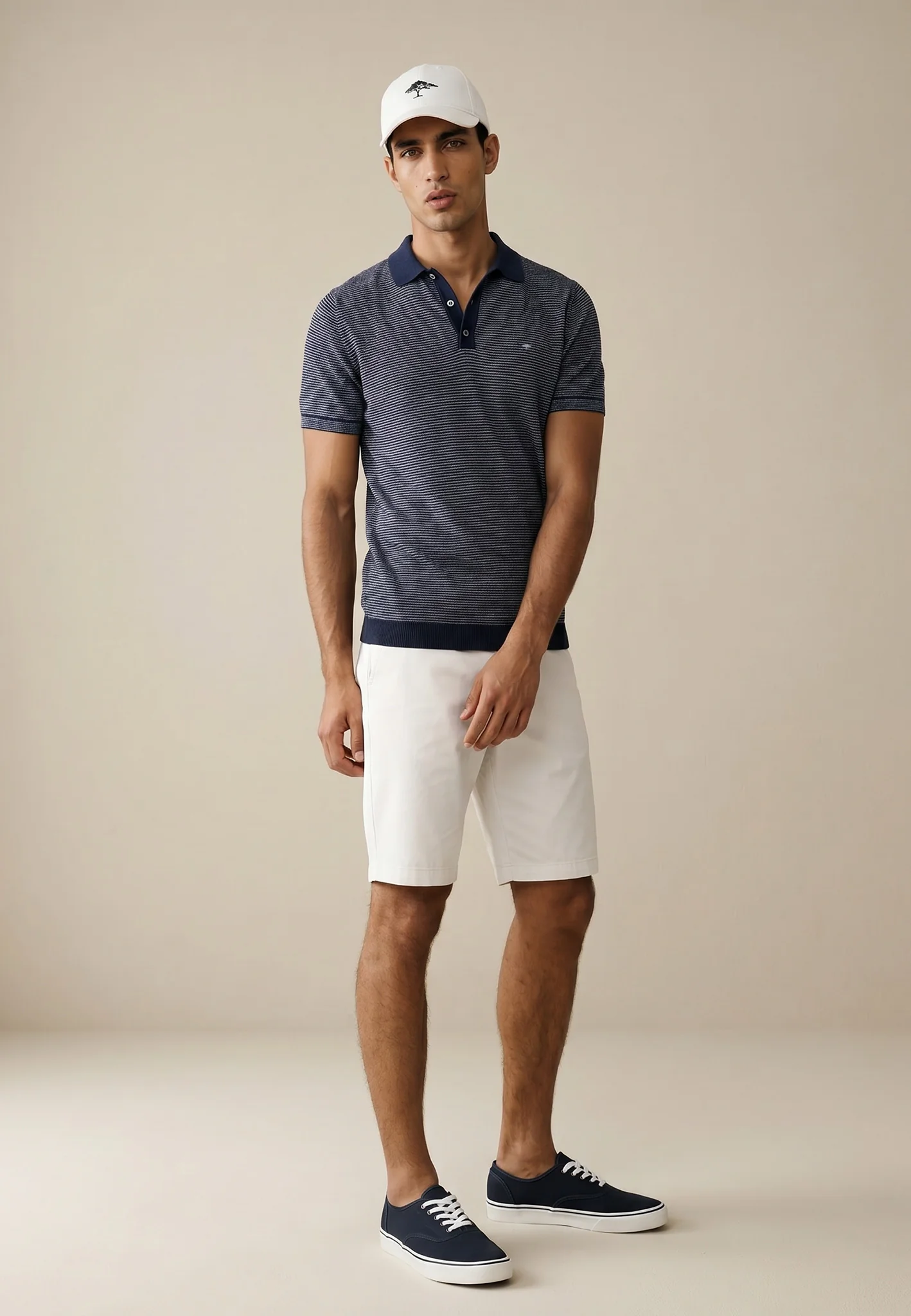 Poloshirt aus Baumwoll-Leinen-Mix mit Strukturmuster - Image 3