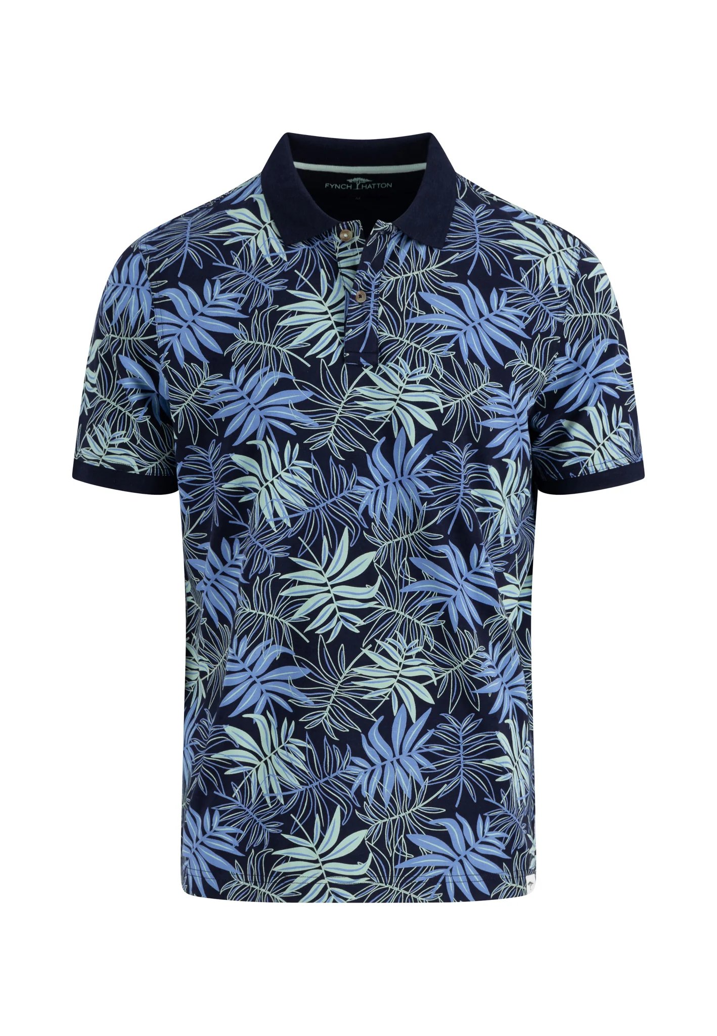 Poloshirt aus Baumwolle mit Allover-Print und Kontrastkragen