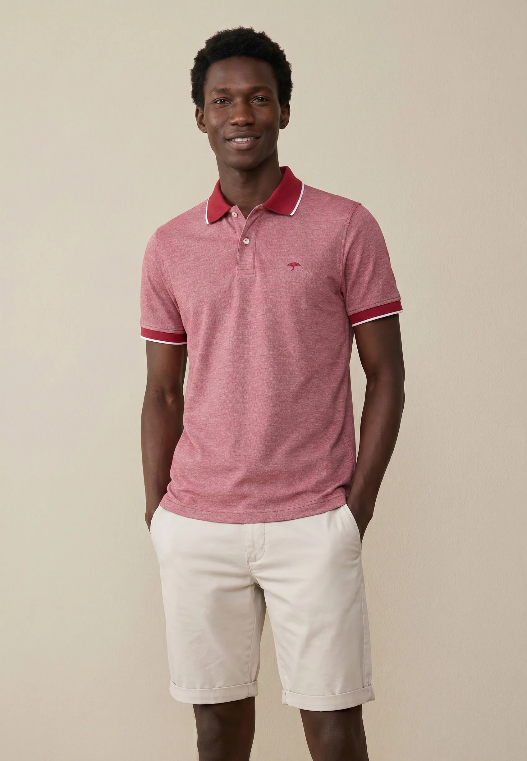 Poloshirt aus Baumwolle mit Strukturmuster und Kontrastkragen - Image 6