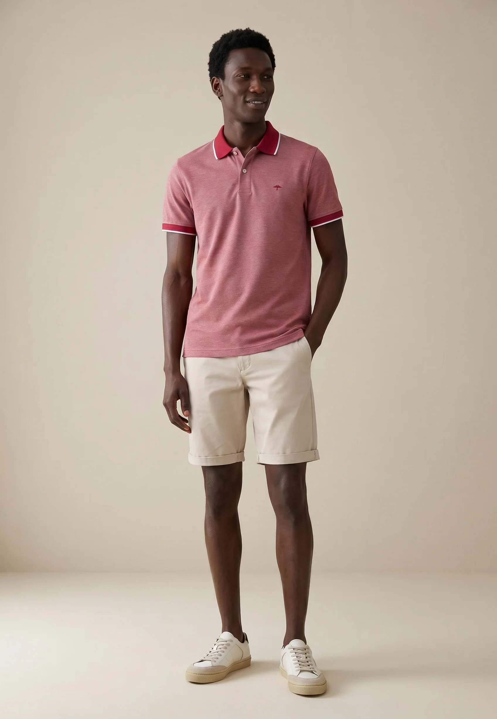 Poloshirt aus Baumwolle mit Strukturmuster und Kontrastkragen - Image 7