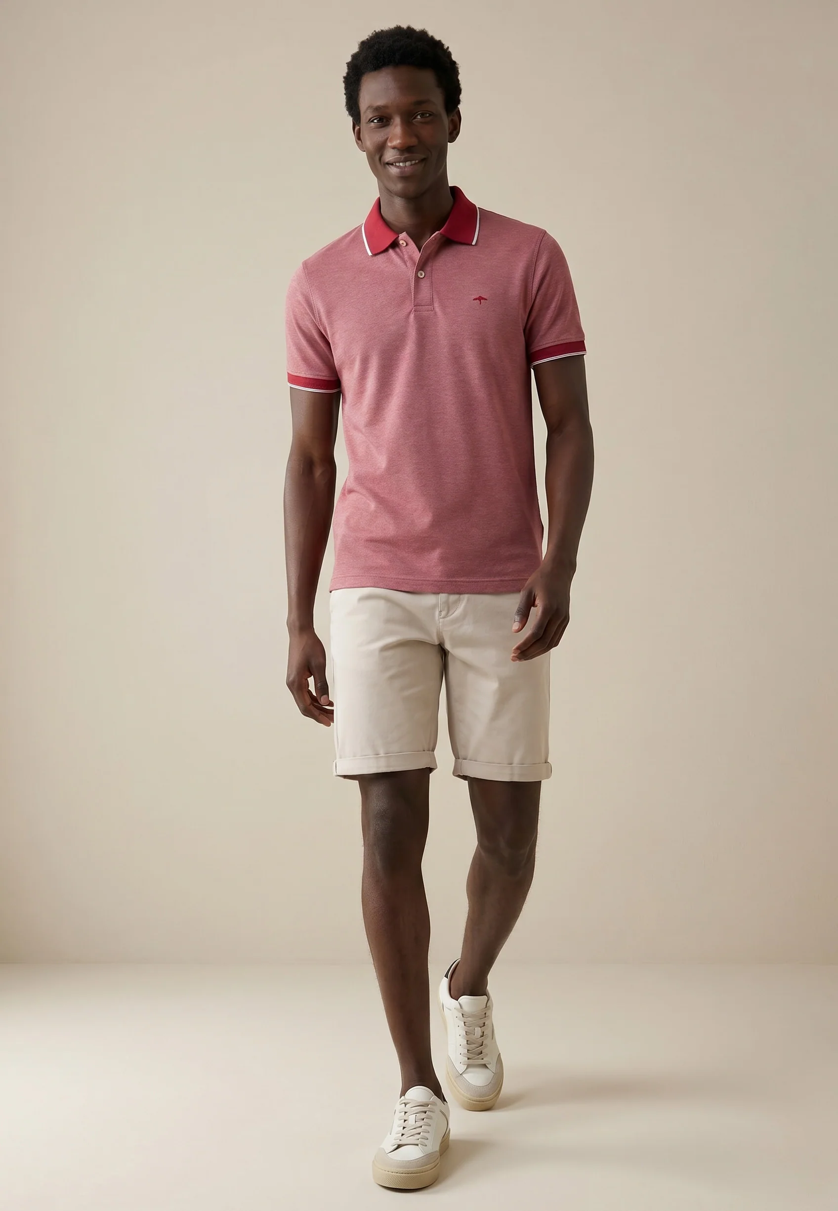 Poloshirt aus Baumwolle mit Strukturmuster und Kontrastkragen - Image 8
